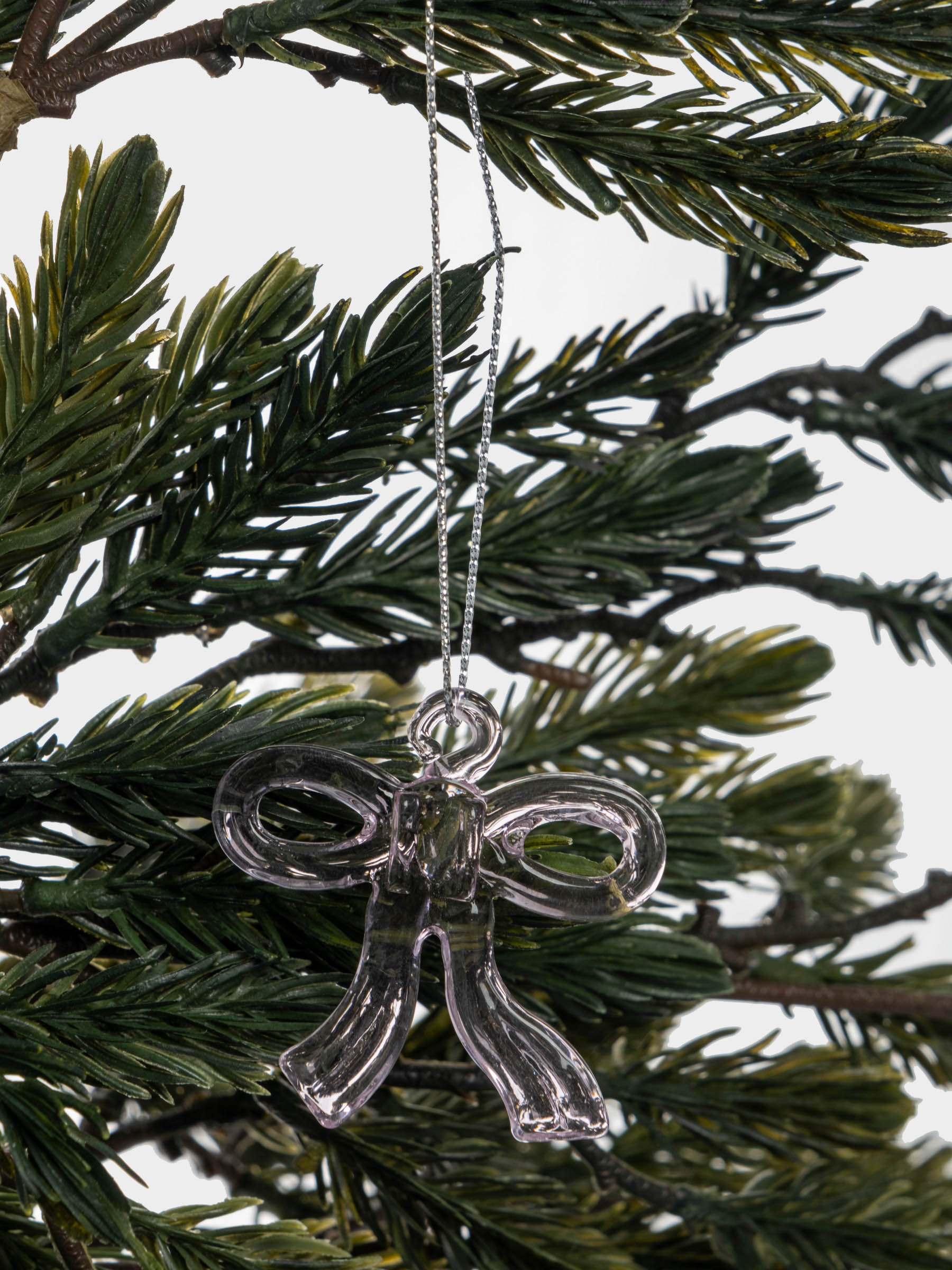 Игрушка елочная, 5 см, стекло, розовая, Бантик, Event