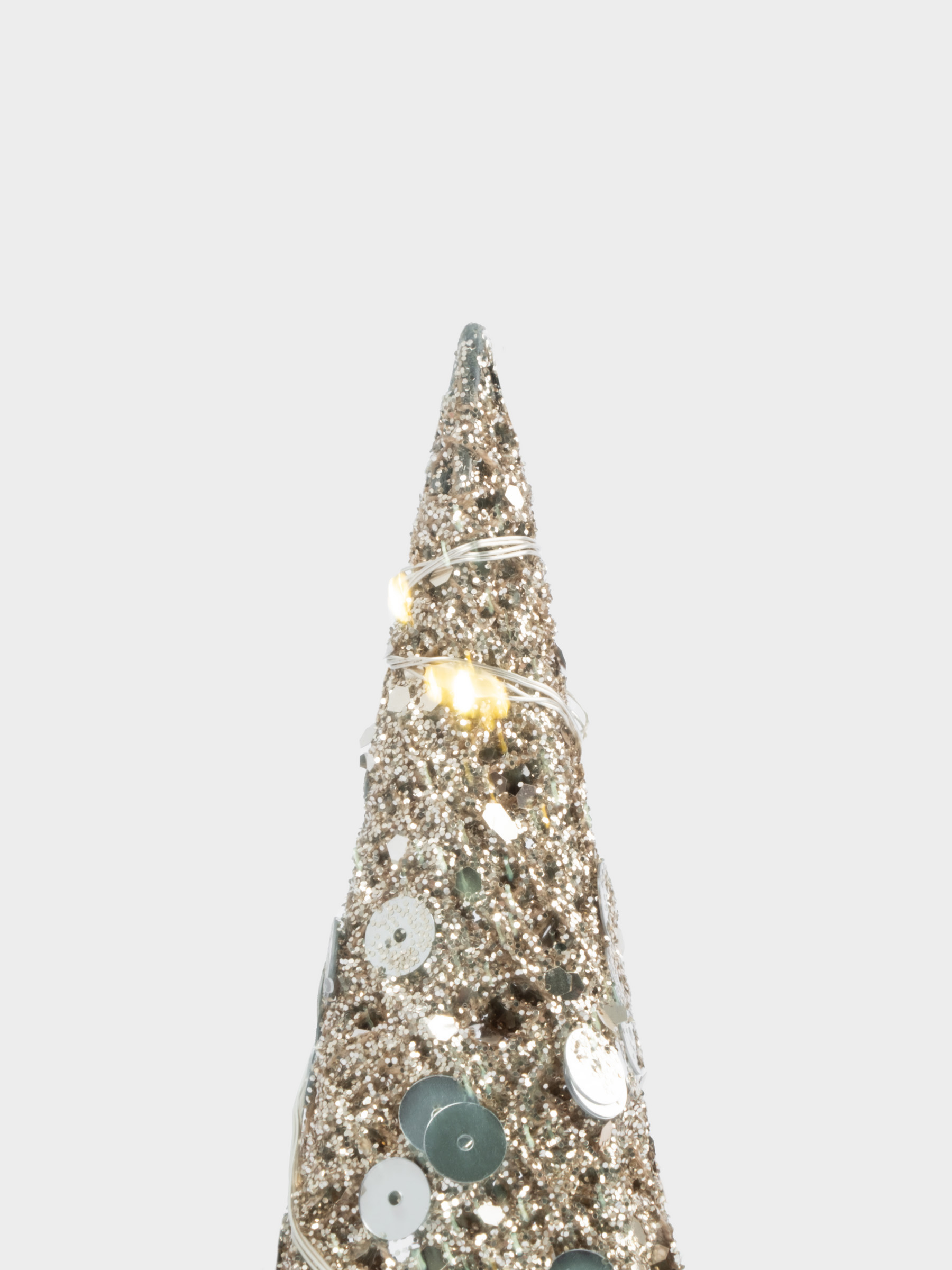 Ель-конус, 20 см, с подсветкой, полиэстер/металл, шампань, Celebration