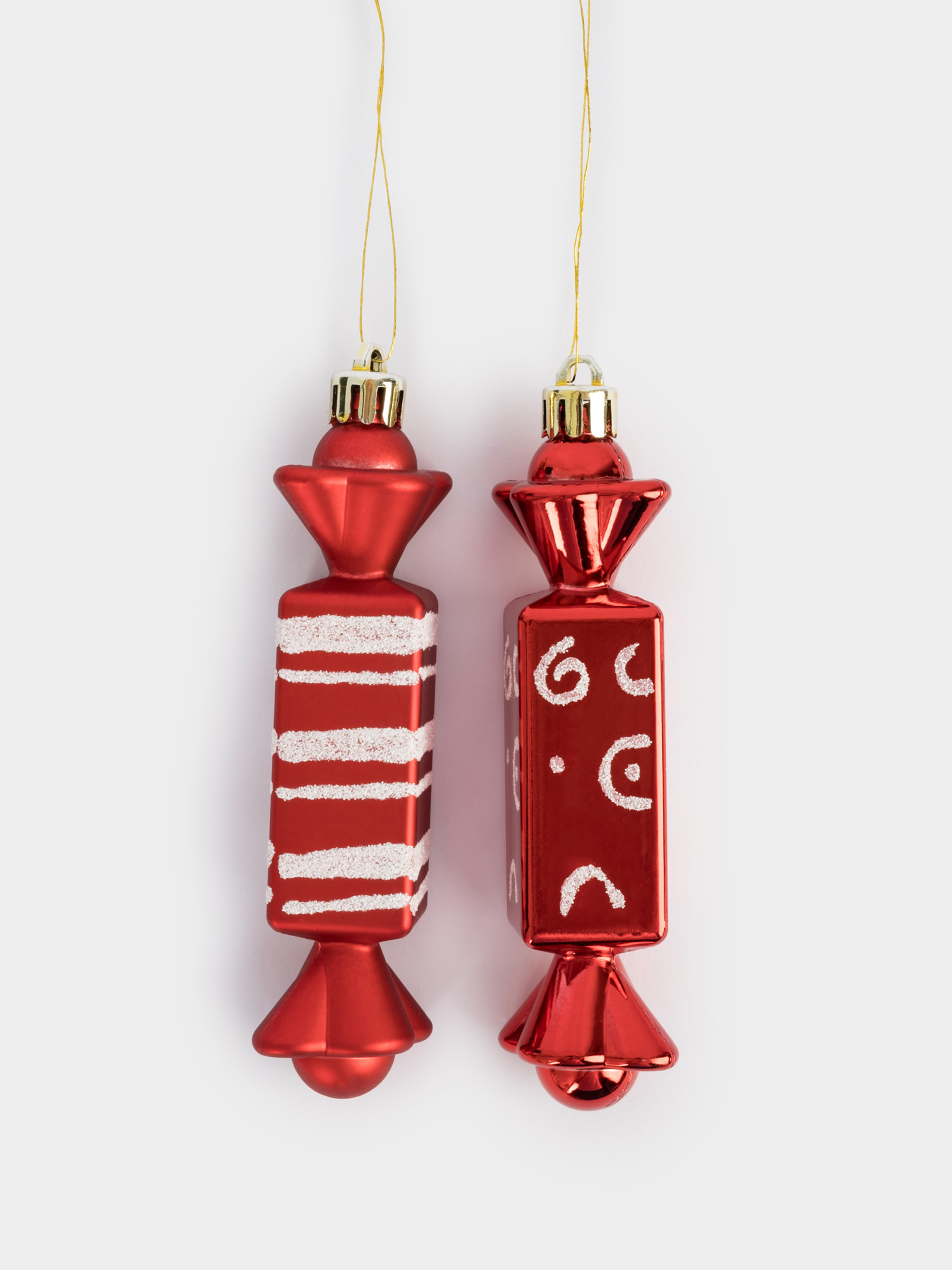 Игрушка елочная, 2 шт, 3х12 см, пластик, красная, Конфеты, New year