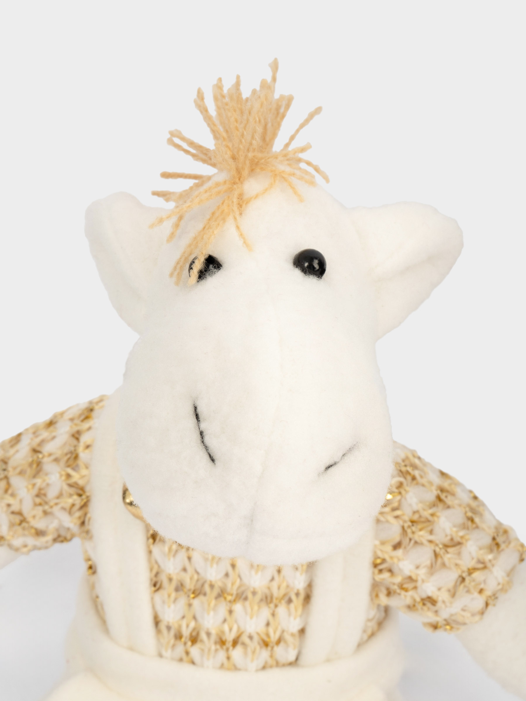 Игрушка, 23 см, мягкая, полиэстер, бело-золотистая, Конь в комбинезоне, New year