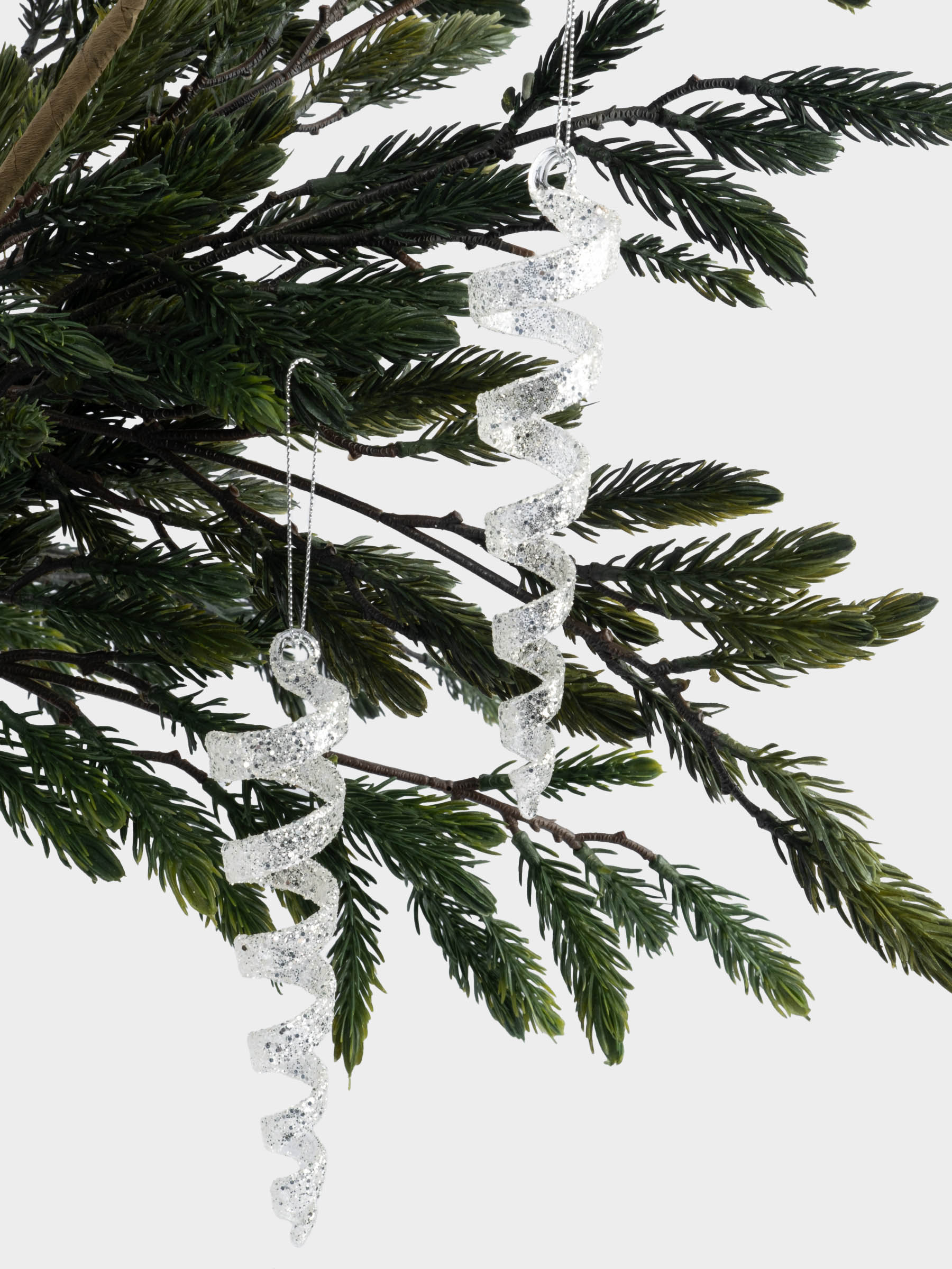 Игрушка елочная, 15 см, 2 шт, стекло, серебристая, Сосулька, New year