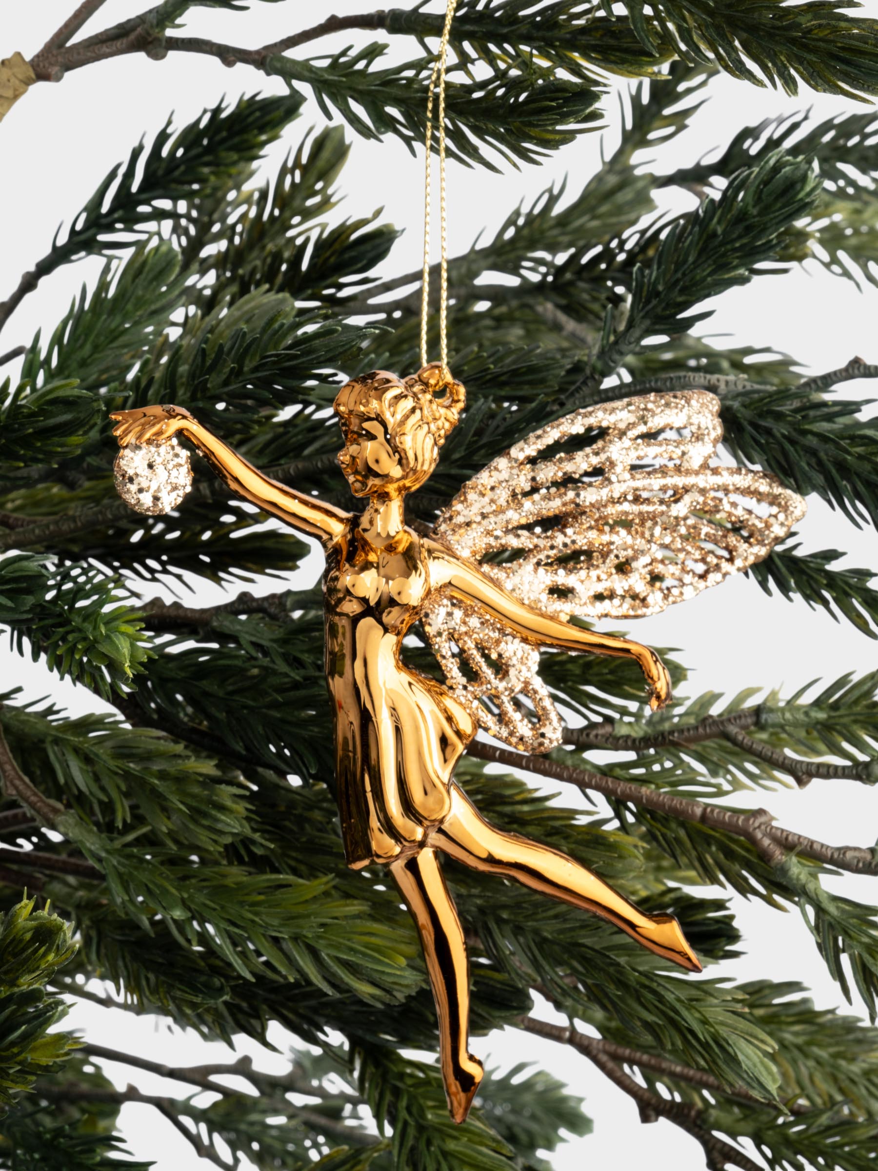 Игрушка елочная, 12х15 см, пластик, золотистая, Фея, New year