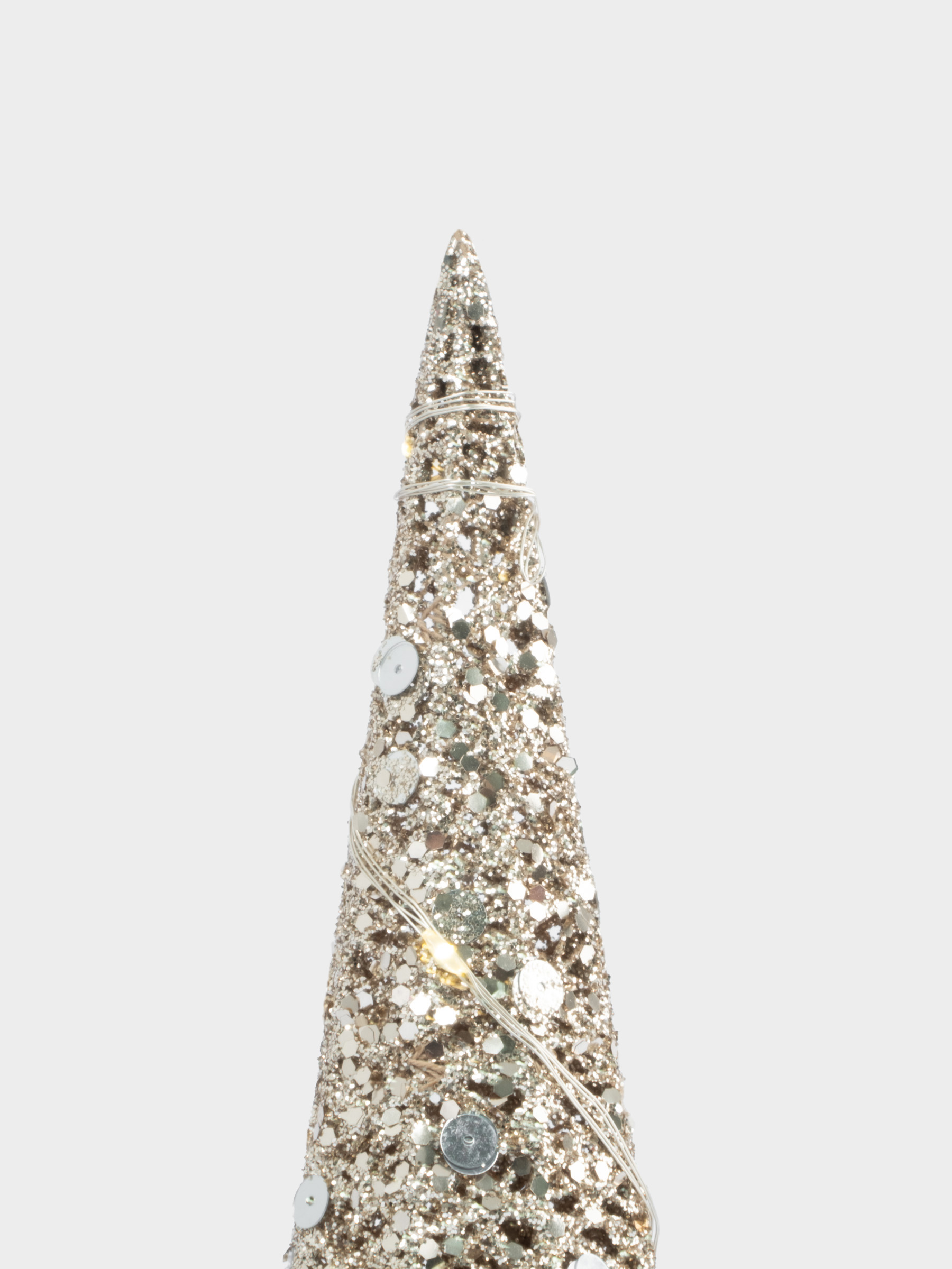 Ель-конус, 40 см, с подсветкой, полиэстер/металл, шампань, Celebration