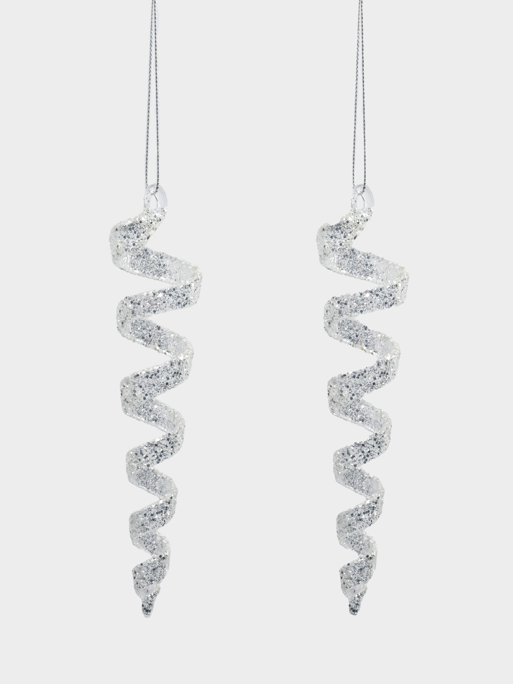 Игрушка елочная, 15 см, 2 шт, стекло, серебристая, Сосулька, New year