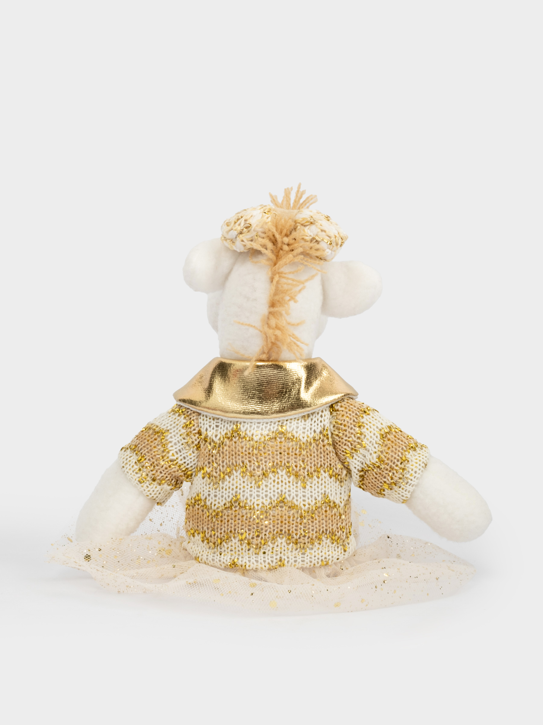 Игрушка, 23 см, мягкая, полиэстер, бело-золотистая, Лошадь в платье, New year