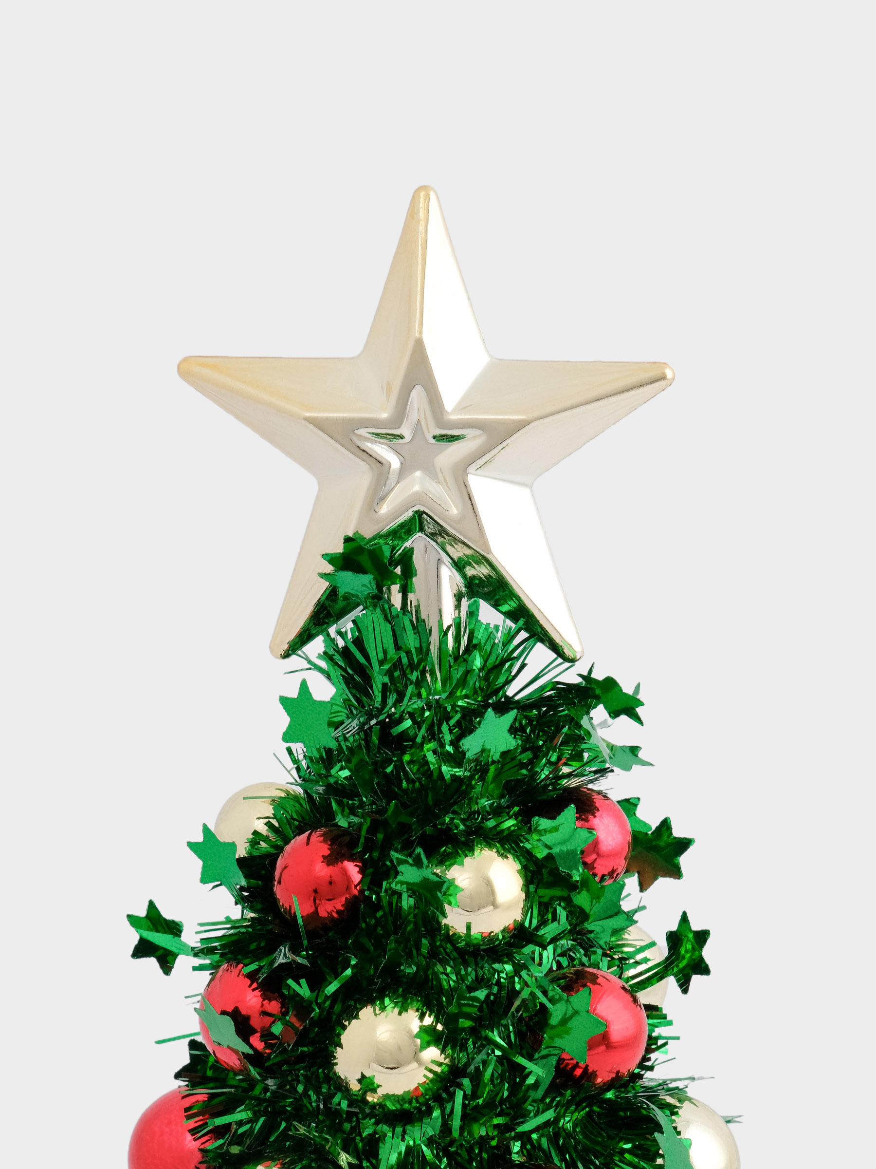 Ель искусственная, 30 см, с шарами, в горшке, мишура/пластик, зеленая, New year