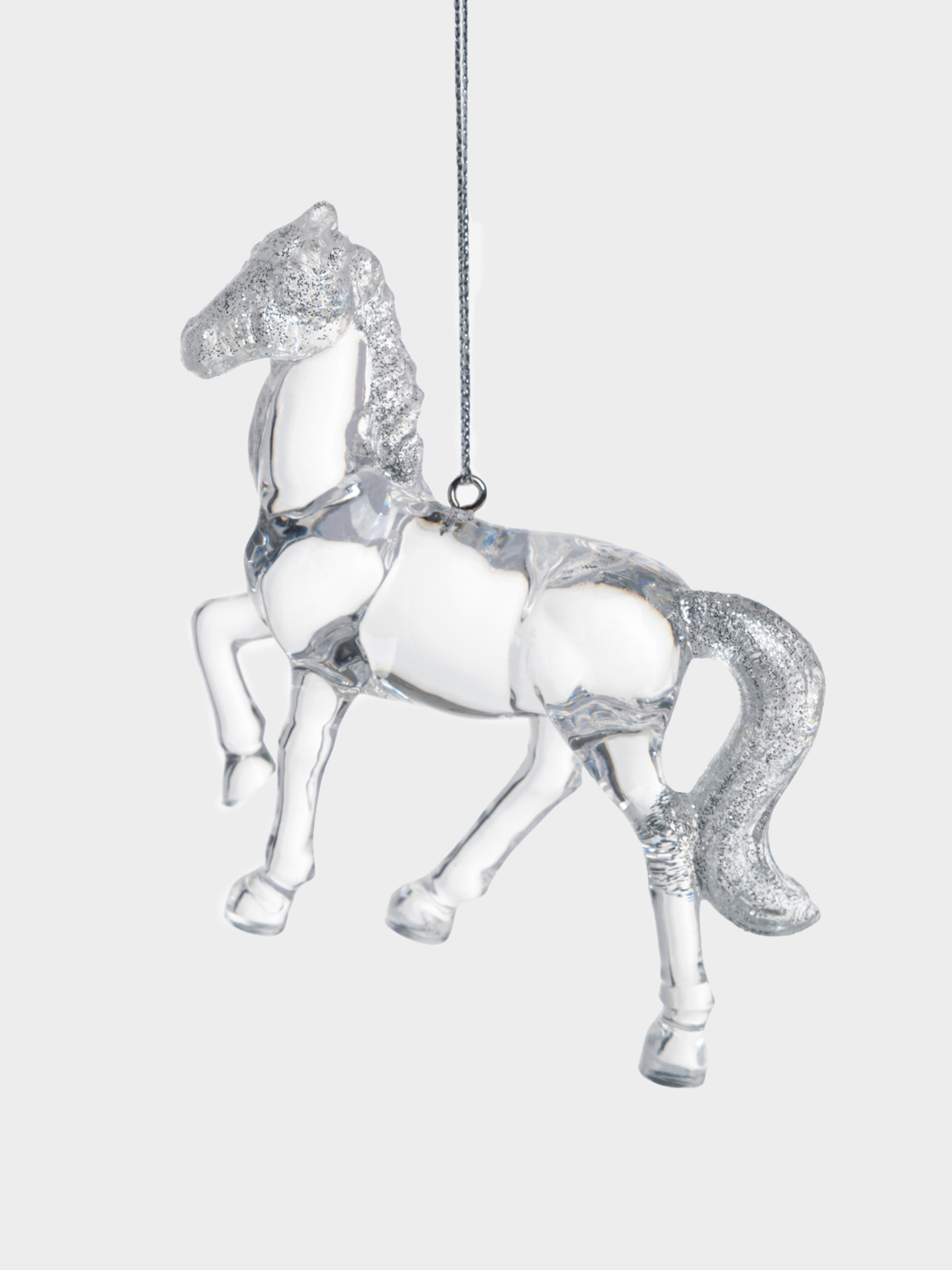 Игрушка елочная, 9 см, акрил, серебристая, Лошадь, Horse