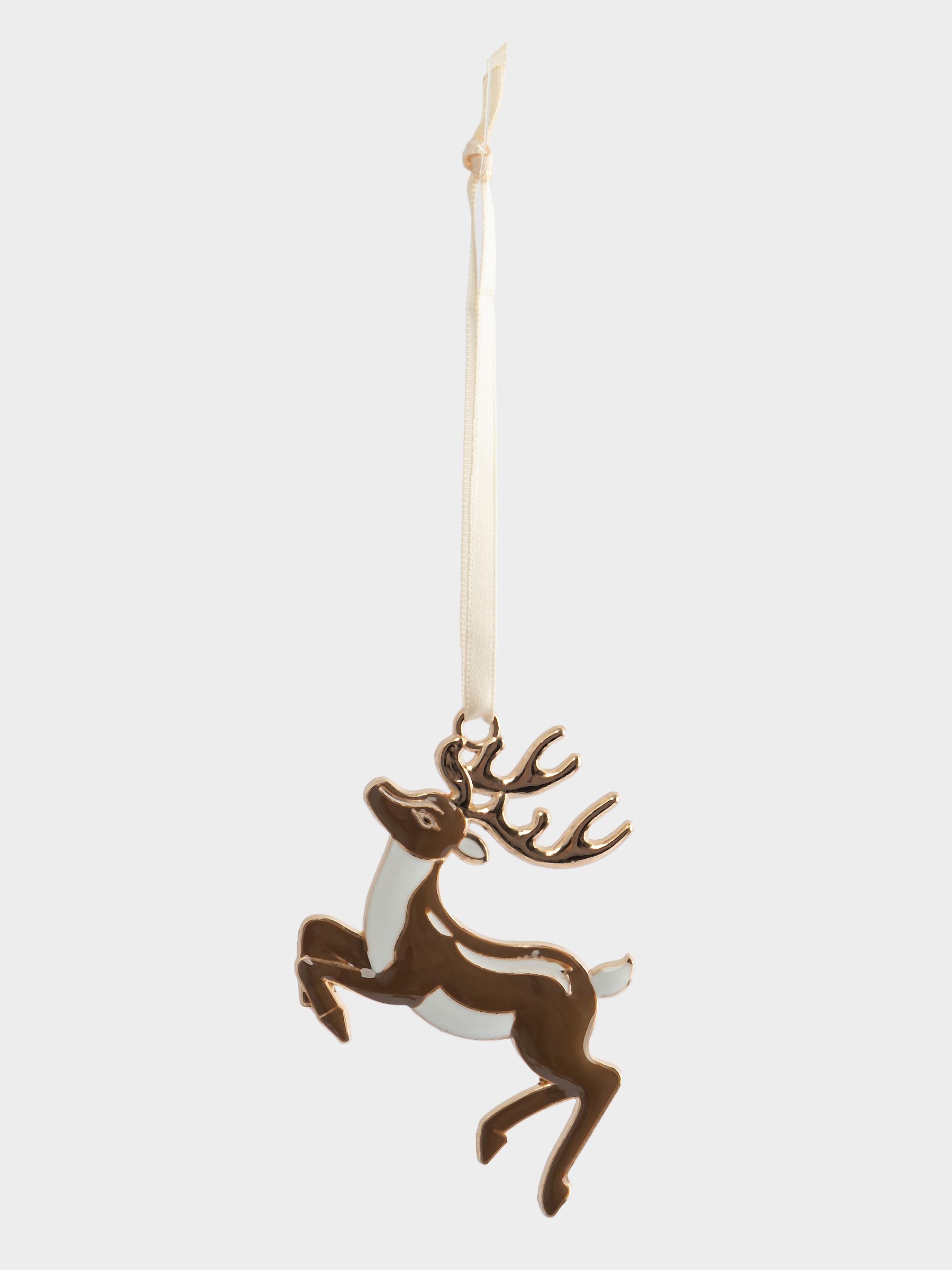 Игрушка елочная, 8 см, металл, золотистая, Прыгающий олень, New year