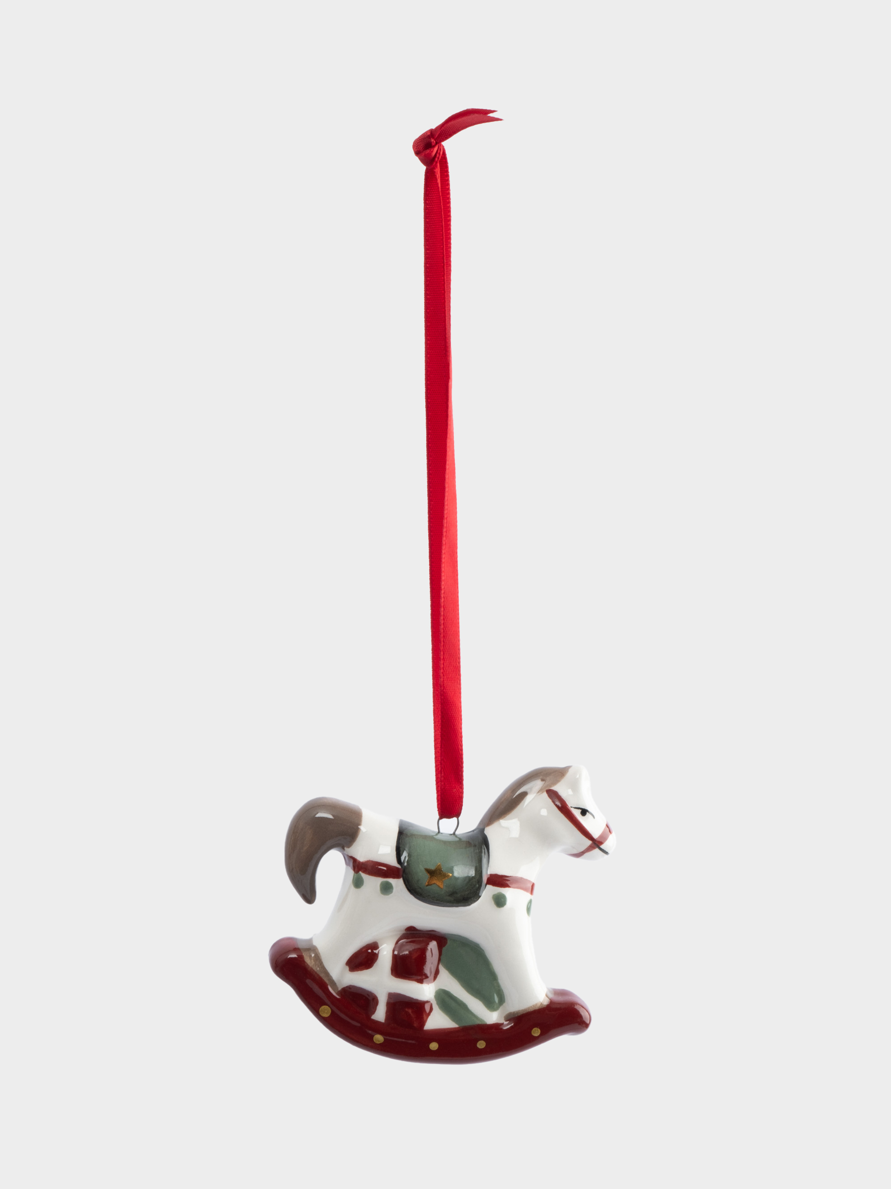 Игрушка елочная, 8 см, керамика, Лошадка-качалка, Bright horse