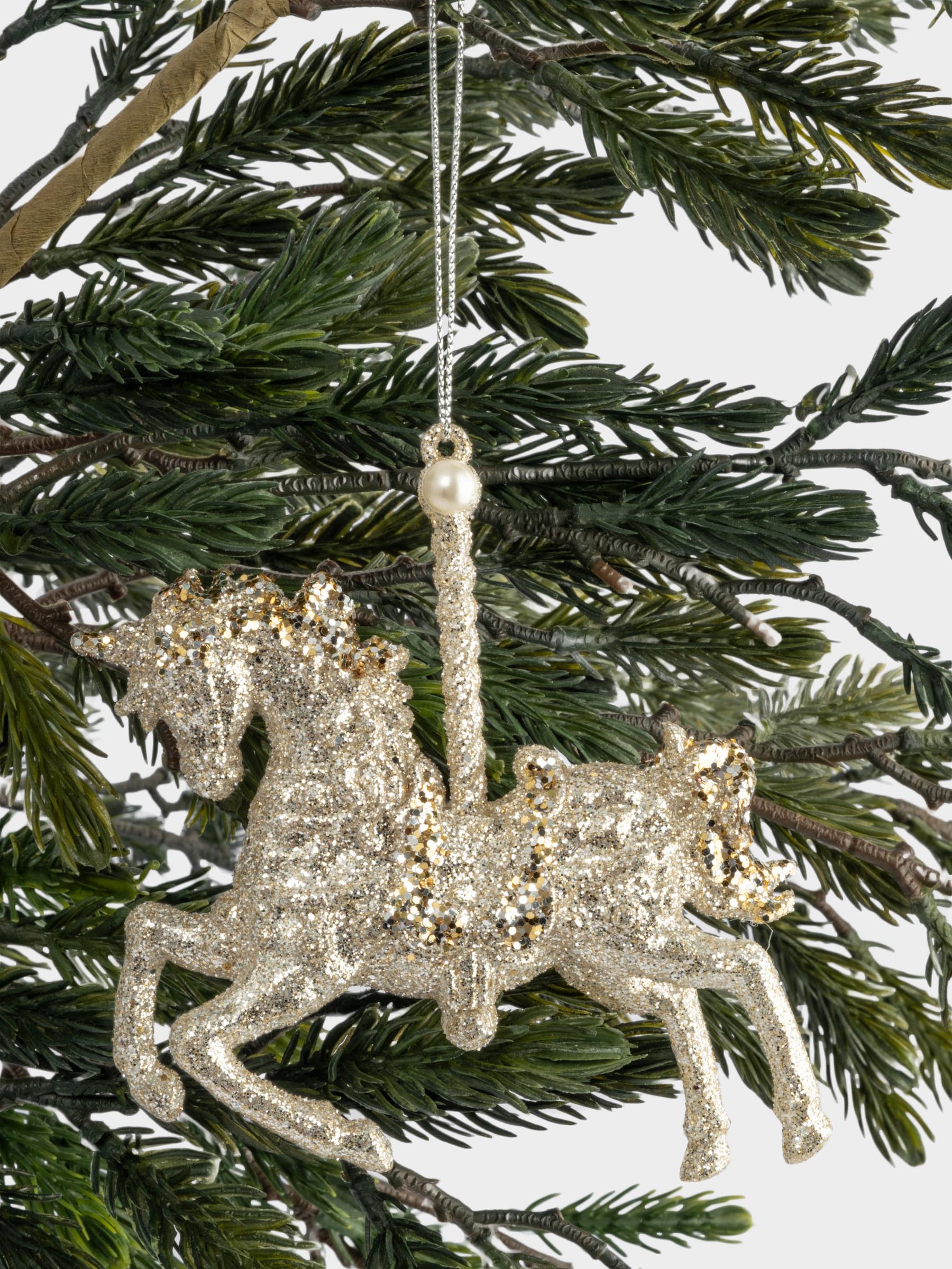 Игрушка елочная, 13х12 см, пластик, шампань, Лошадь, New year