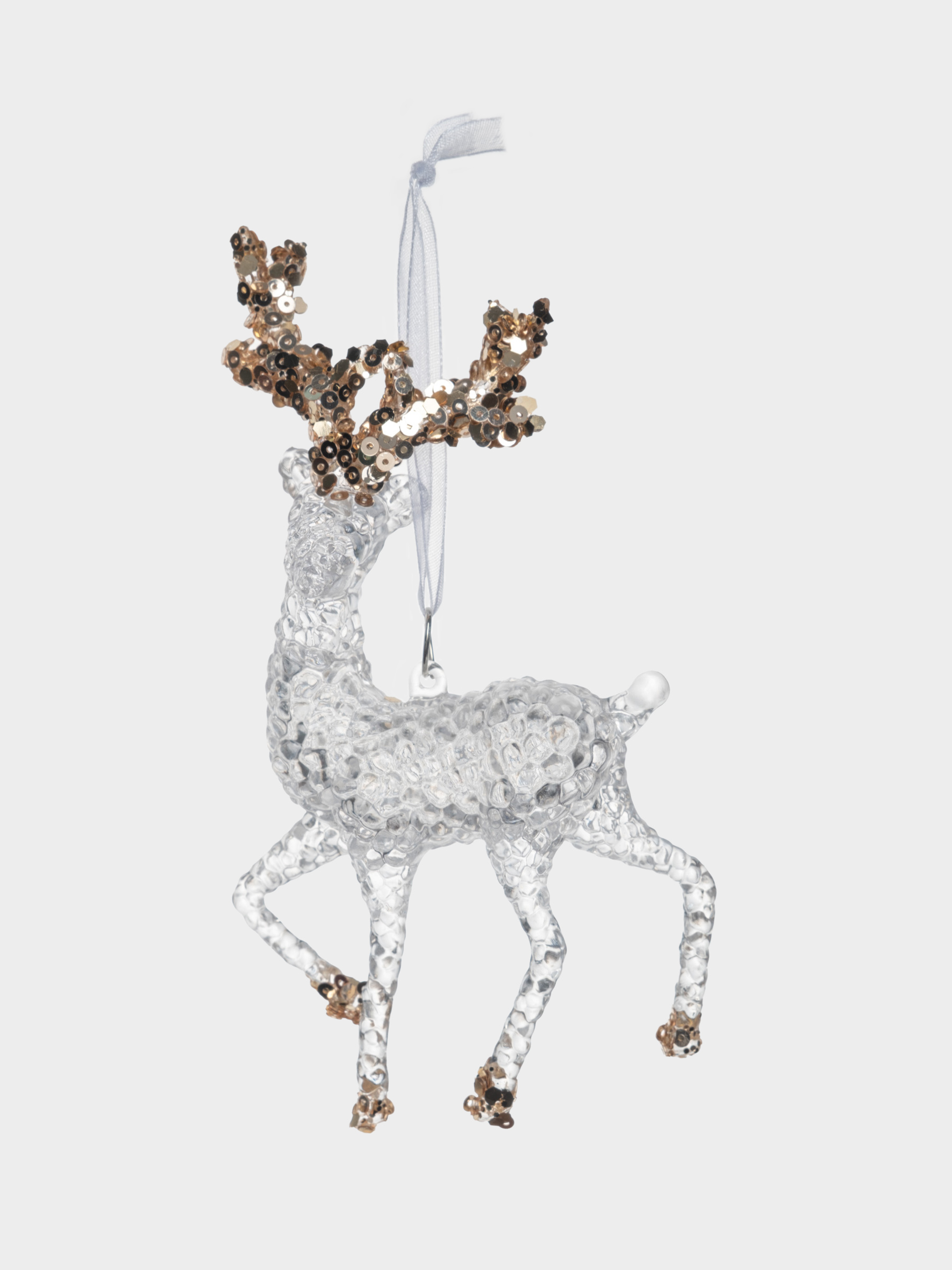 Игрушка елочная, 14 см, акрил, прозрачно-золотистая, Олень, Event