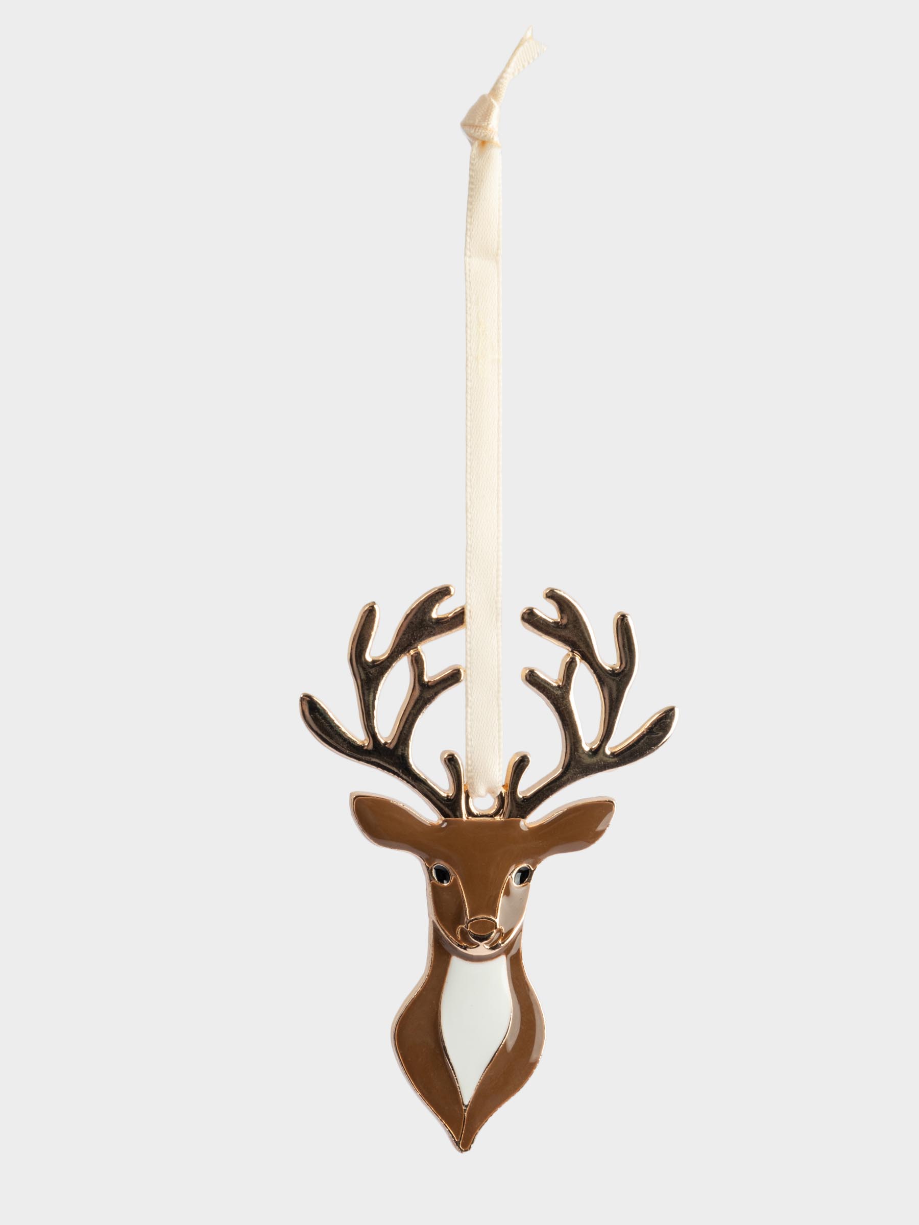 Игрушка елочная, 8 см, металл, коричневая, Олень, New year