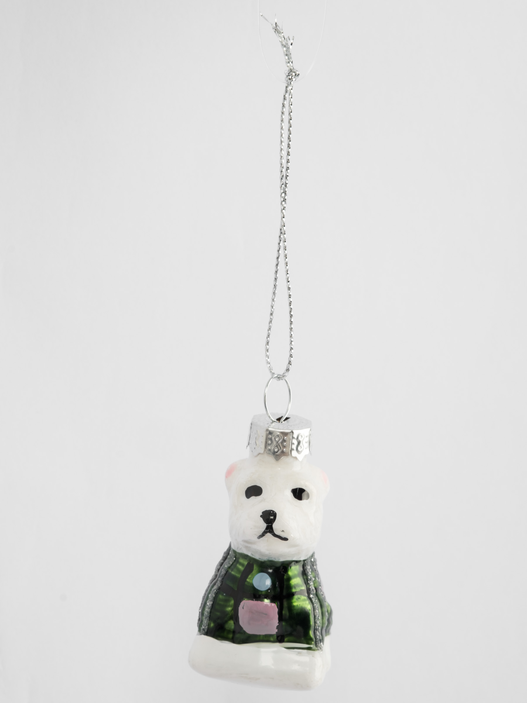 Игрушка елочная, 4 см, стекло, зеленая, Собака, New year