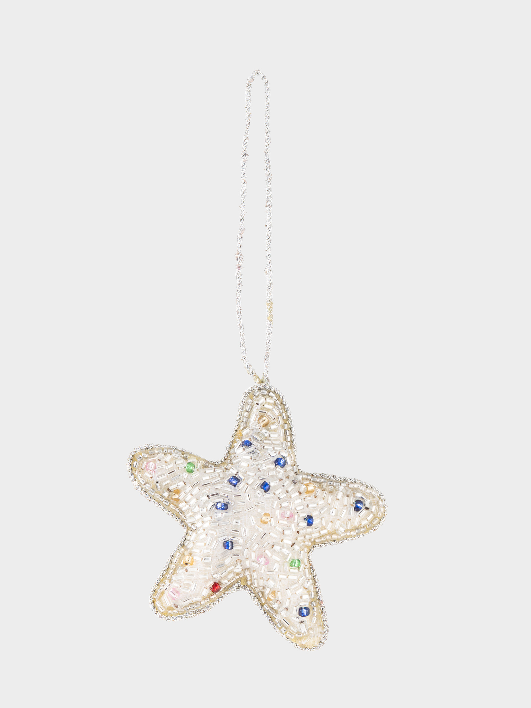 Игрушка елочная, 10 см, бисер/полифилл, серебристая, Звезда, New year