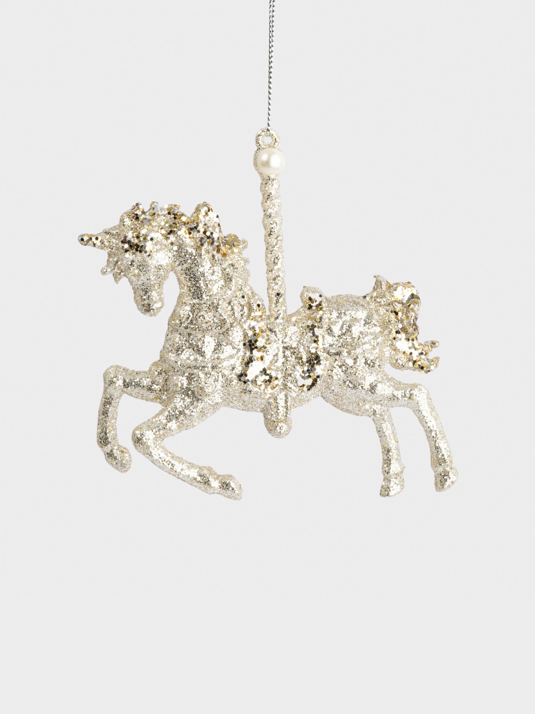 Игрушка елочная, 13х12 см, пластик, шампань, Лошадь, New year