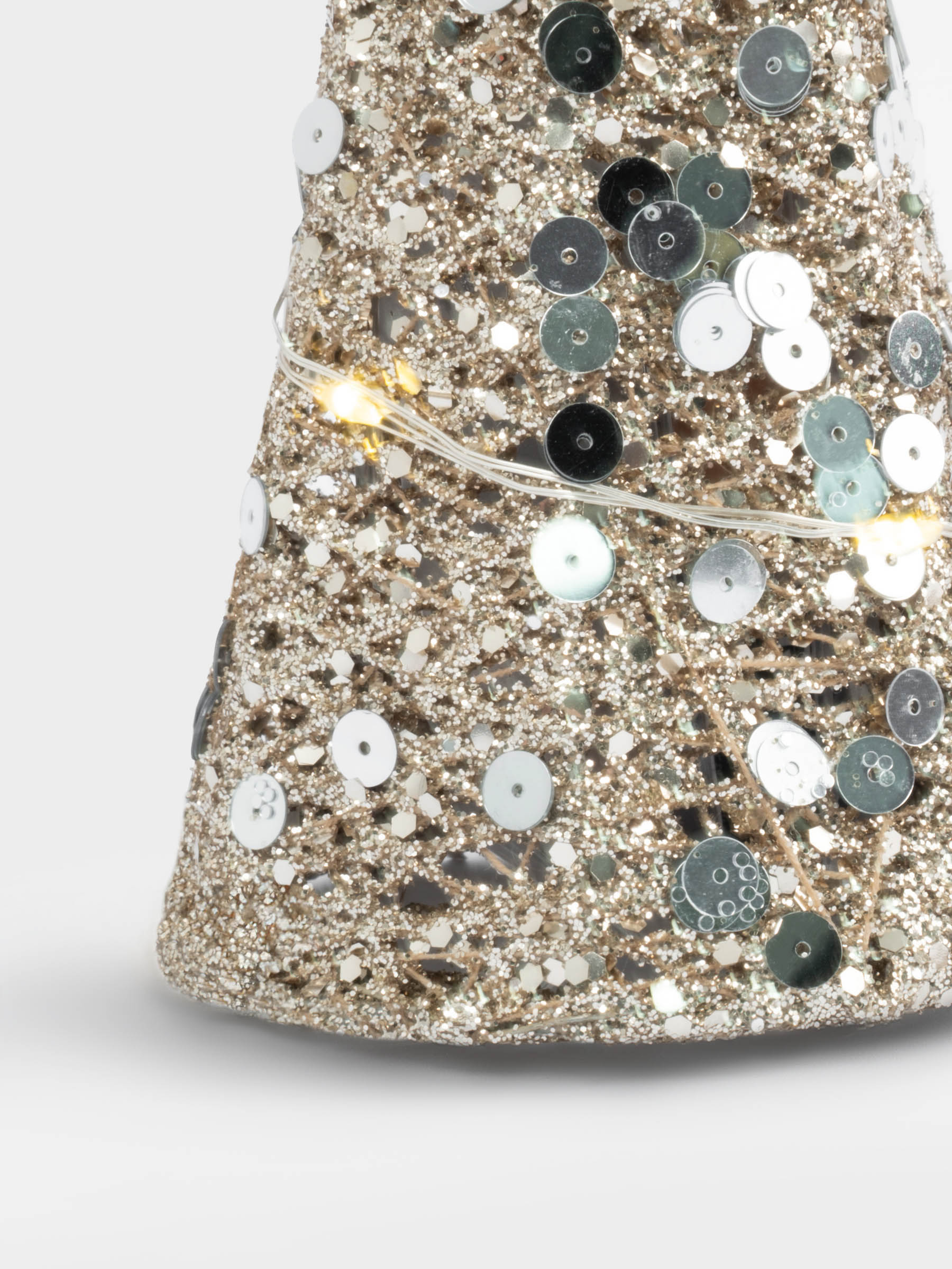 Ель-конус, 20 см, с подсветкой, полиэстер/металл, шампань, Celebration