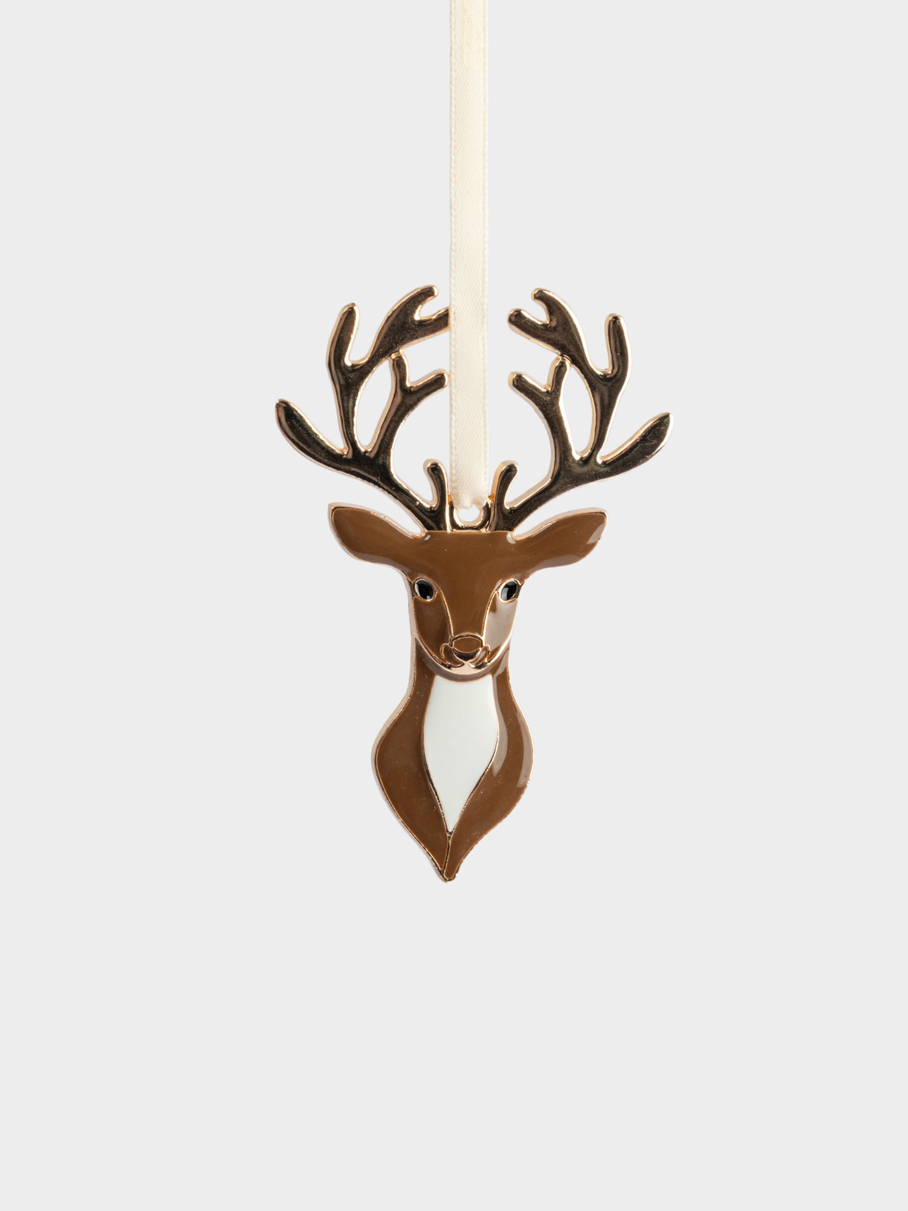 Игрушка елочная, 8 см, металл, коричневая, Олень, New year