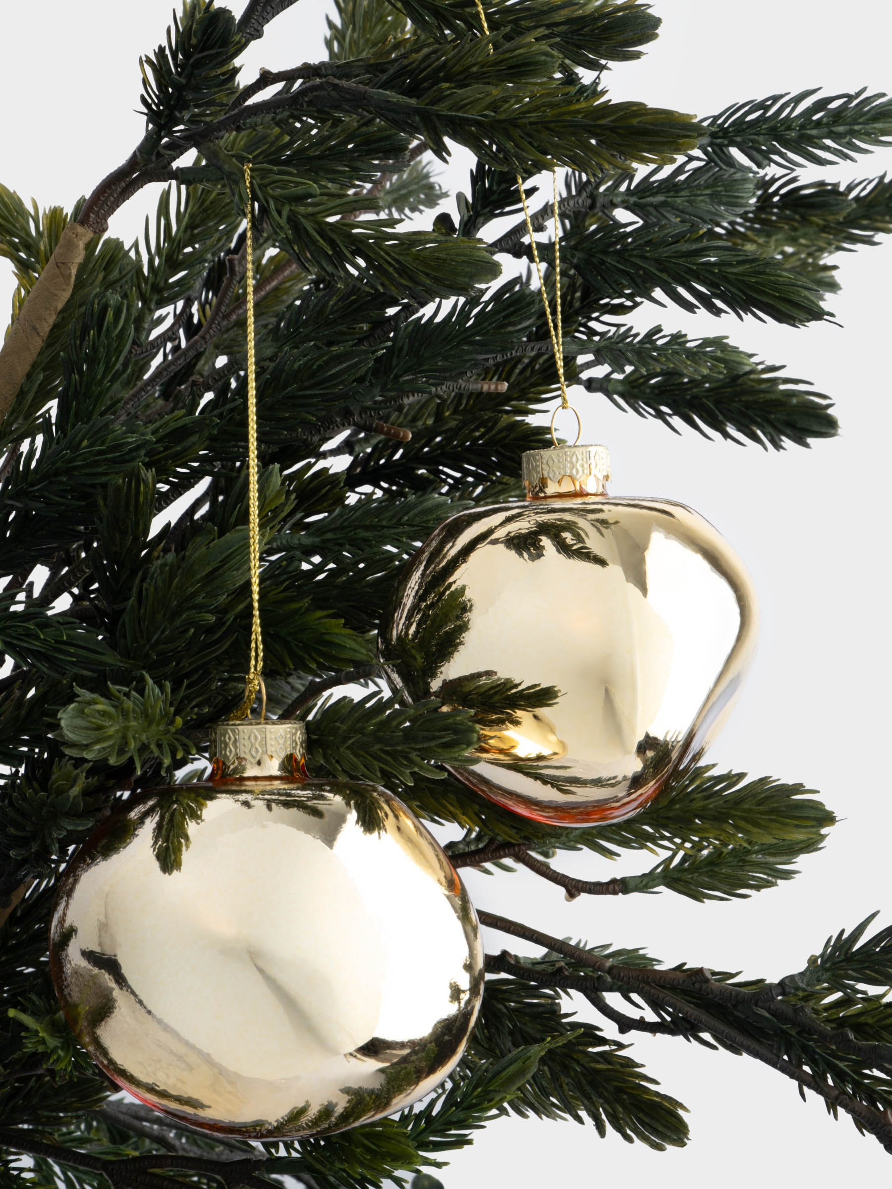 Игрушка елочная, 8 см, 2 шт, стекло, золотистая, Абстрактный шар, New year