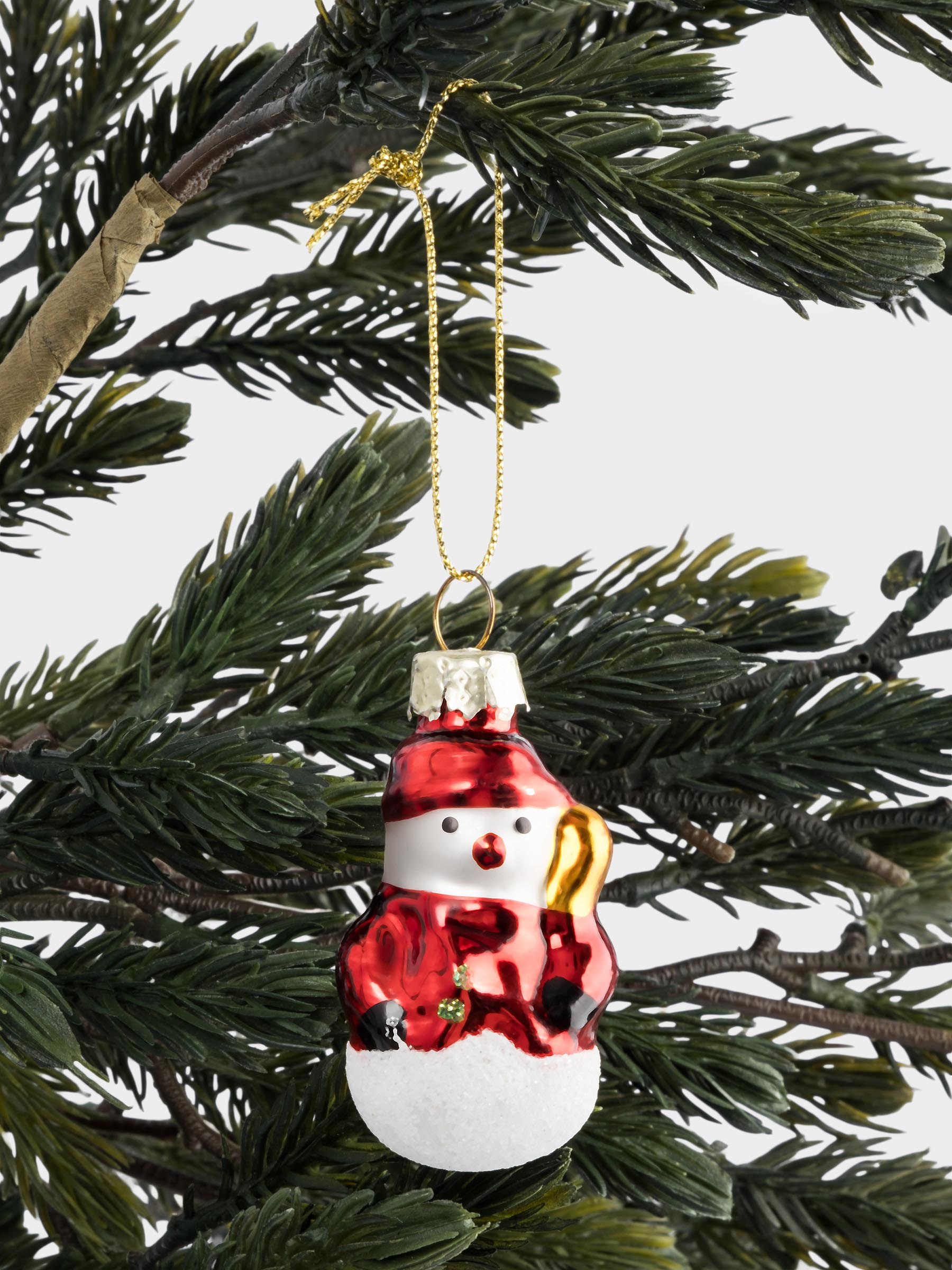 Игрушка елочная, 4 см, стекло, красная, Снеговик, New year