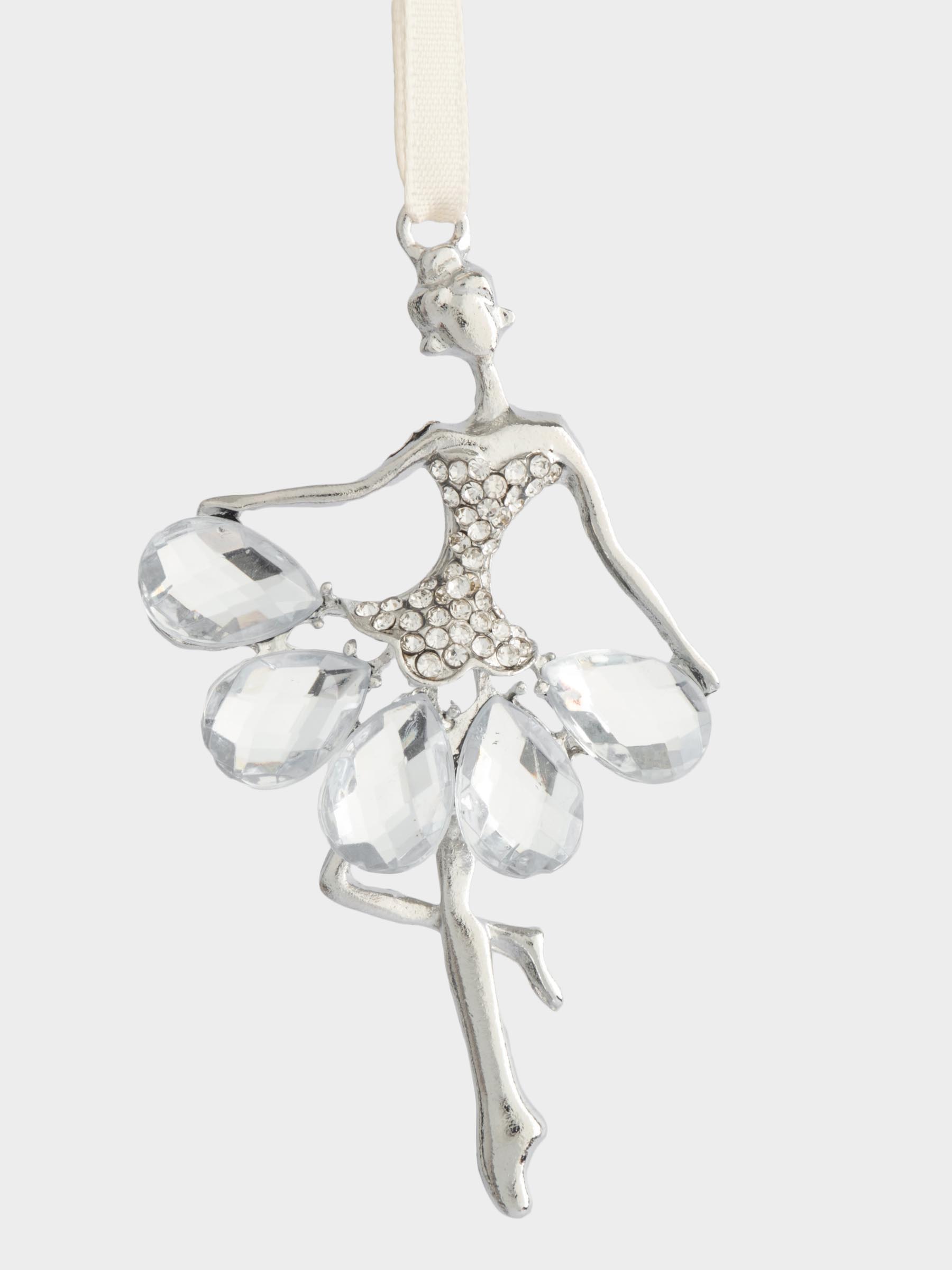 Игрушка елочная, 8 см, металл, серебристая, Балерина, Event