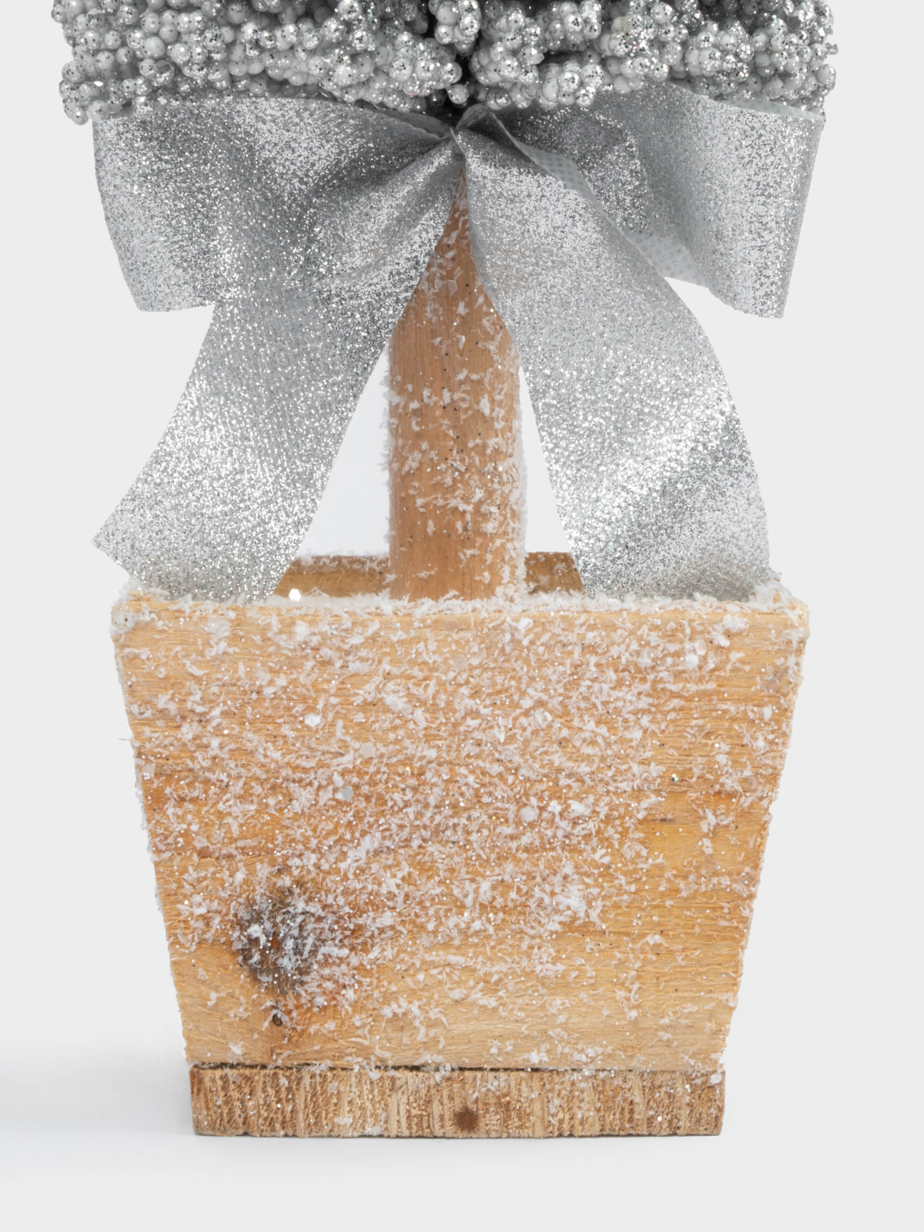 Ель искусственная, 42 см, с подсветкой, в горшке, пластик/дерево, серебристая, Interior silver