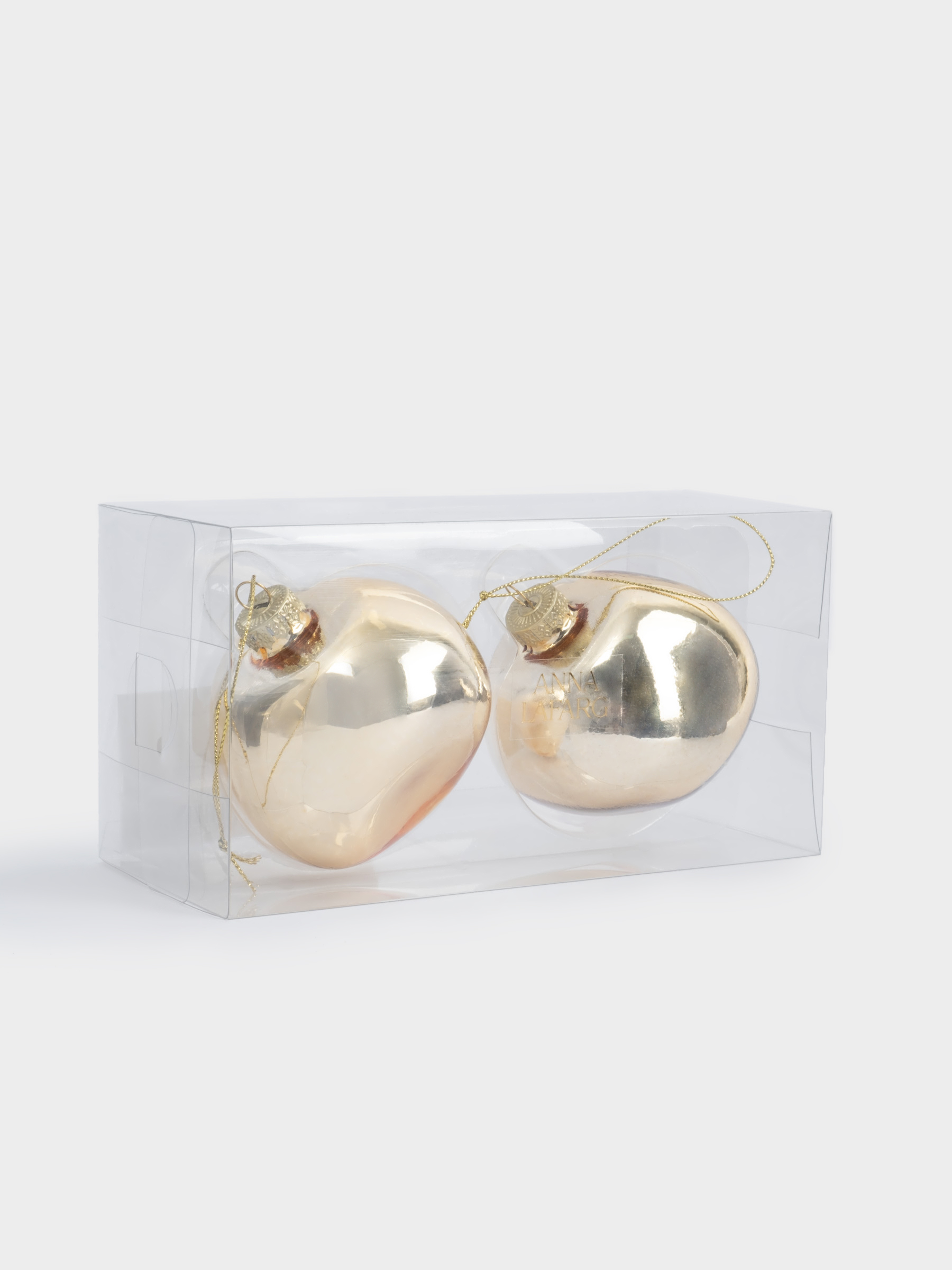 Игрушка елочная, 8 см, 2 шт, стекло, золотистая, Абстрактный шар, New year