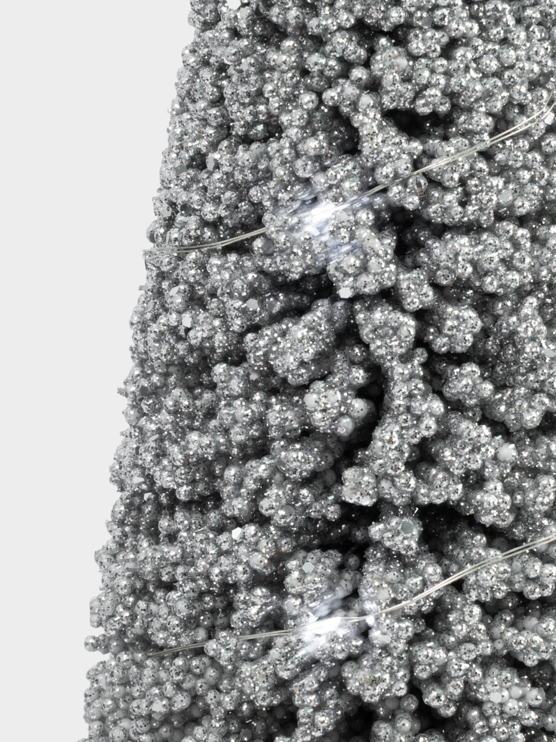 Ель искусственная, 42 см, с подсветкой, в горшке, пластик/дерево, серебристая, Interior silver