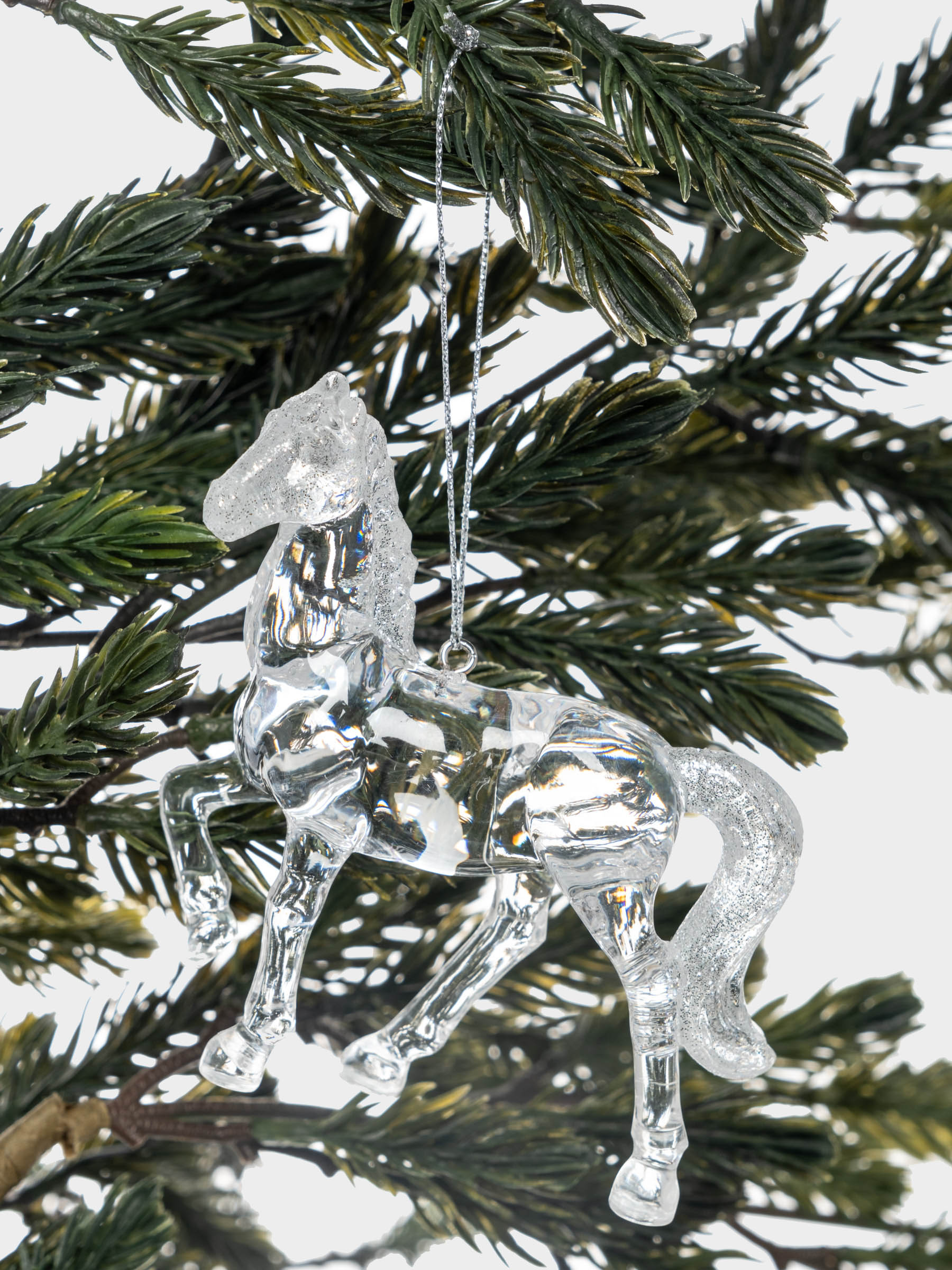 Игрушка елочная, 9 см, акрил, серебристая, Лошадь, Horse