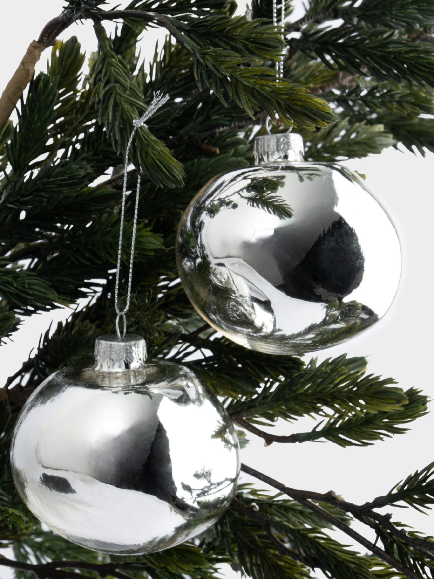 Игрушка елочная, 8 см, 2 шт, стекло, серебристая, Абстрактный шар, New year