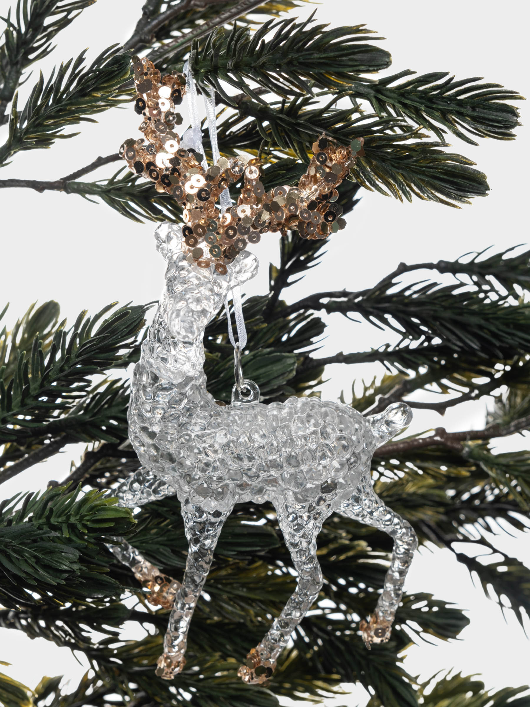 Игрушка елочная, 14 см, акрил, прозрачно-золотистая, Олень, Event