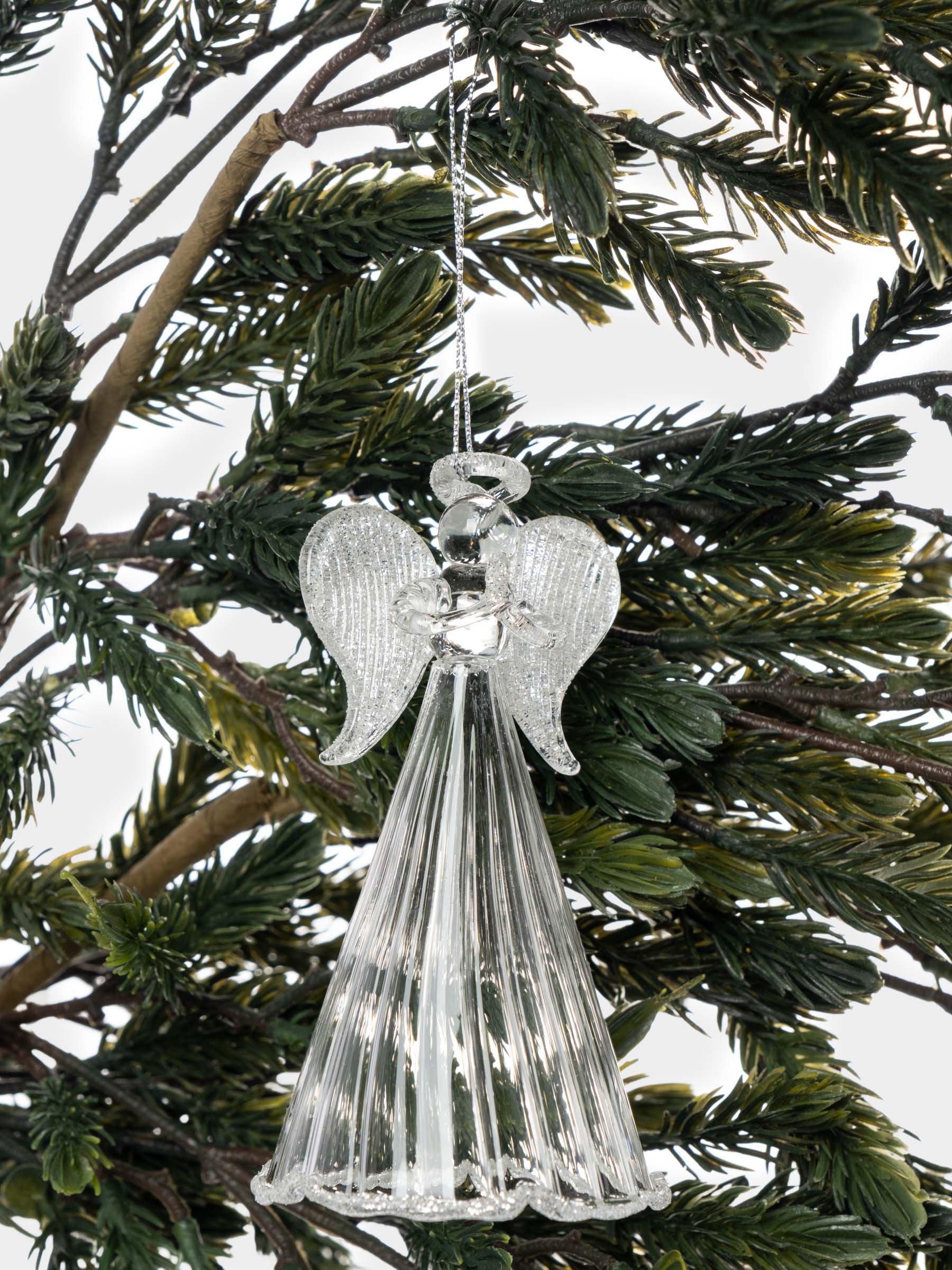 Игрушка елочная, 11 см, стекло, серебристая, Ангел, Event