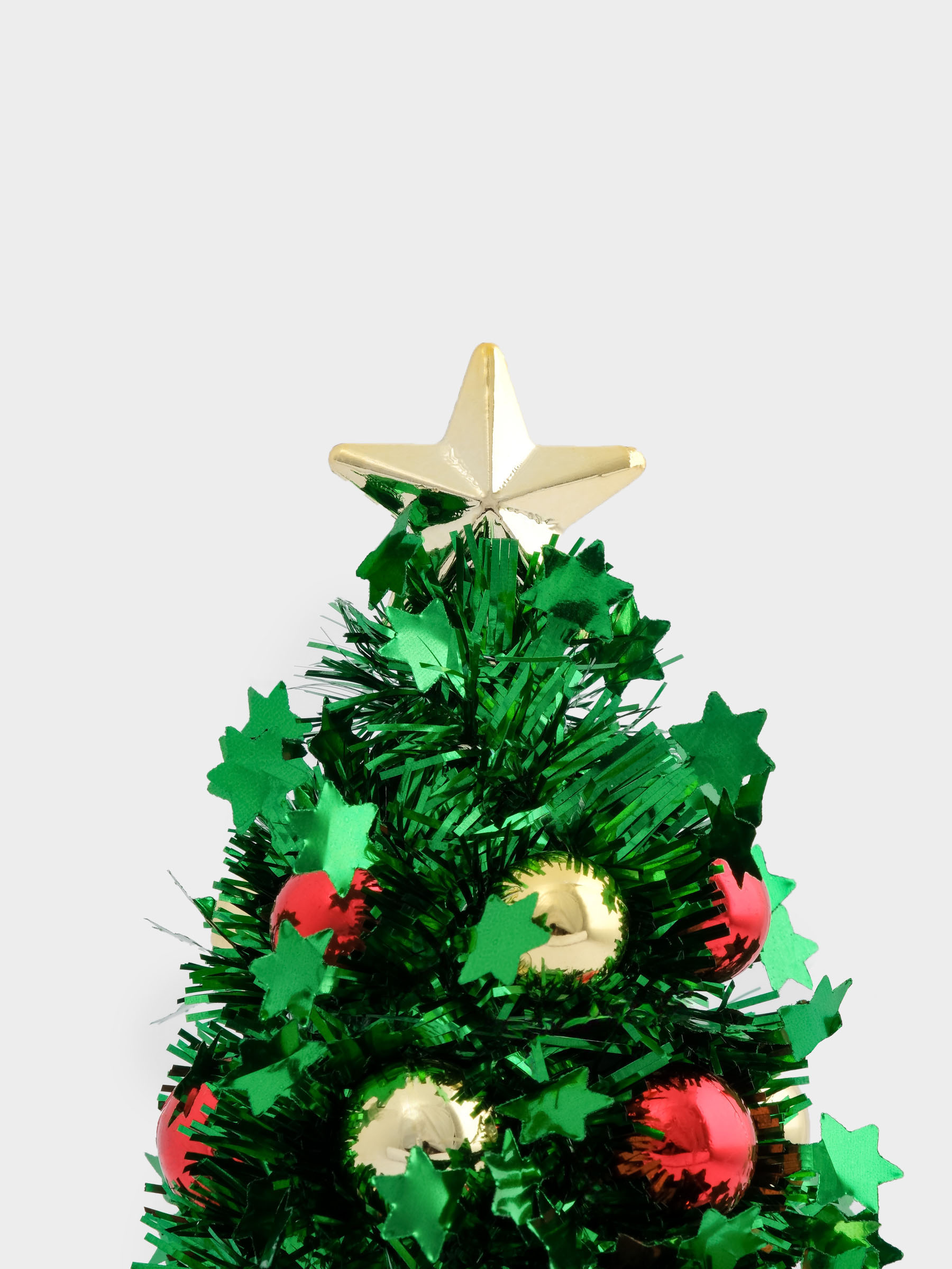 Ель искусственная, 21 см, с шарами, в горшке, мишура/пластик, зеленая, New year