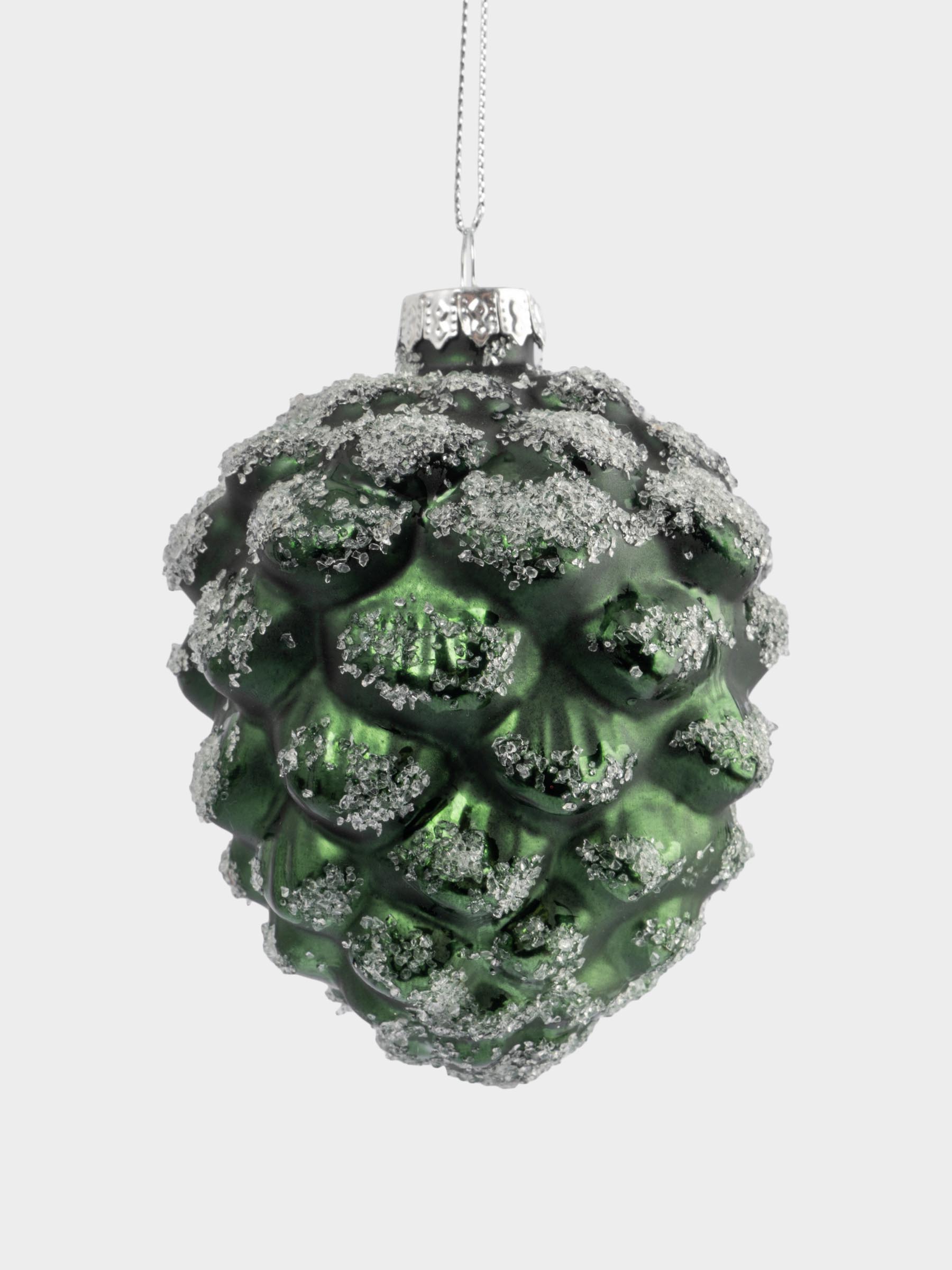 Игрушка елочная, 10 см, стекло, зеленая, Шишка, New year