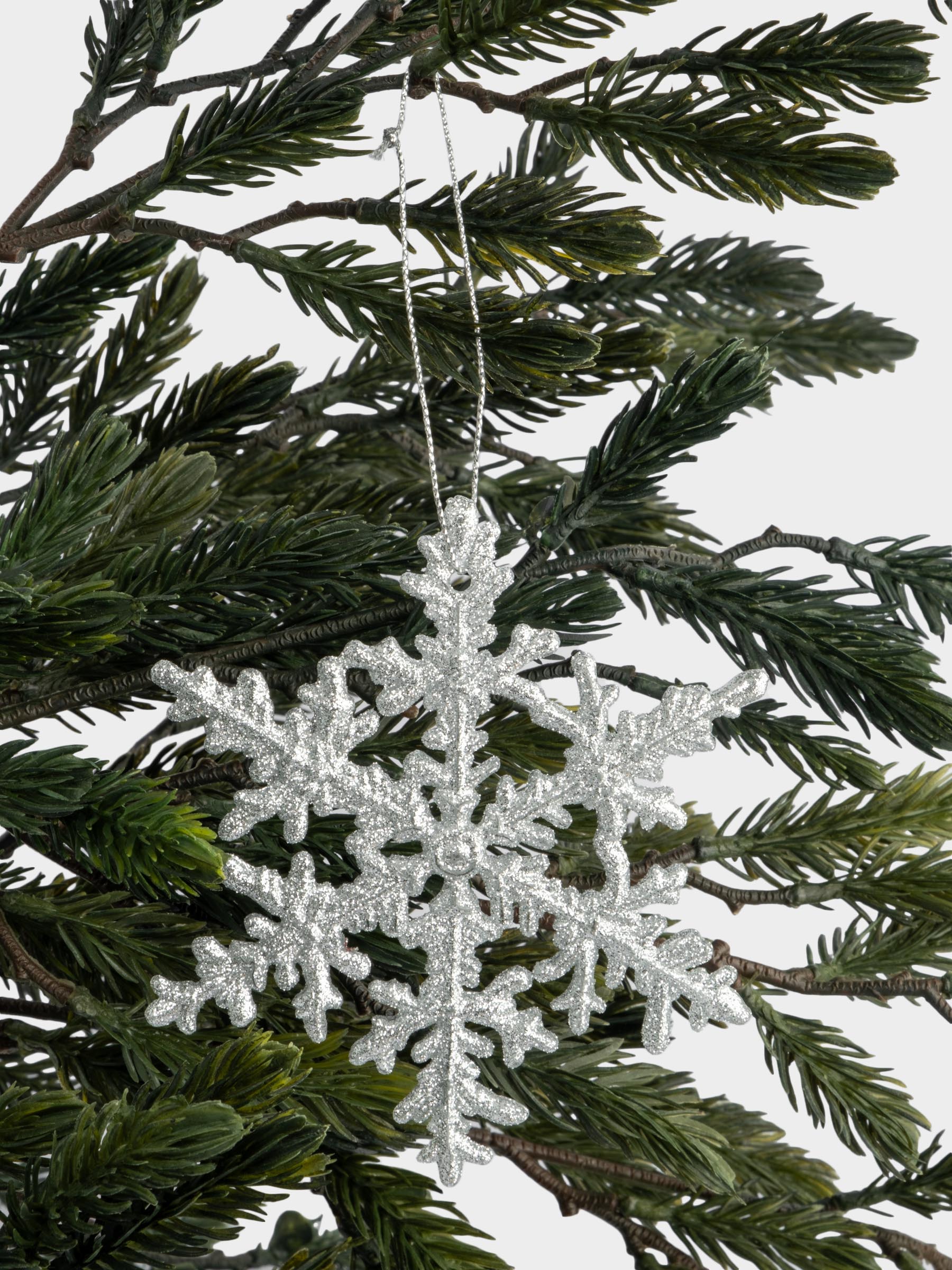 Игрушка елочная, 8 см, пластик, серебристая, Снежинка, Event