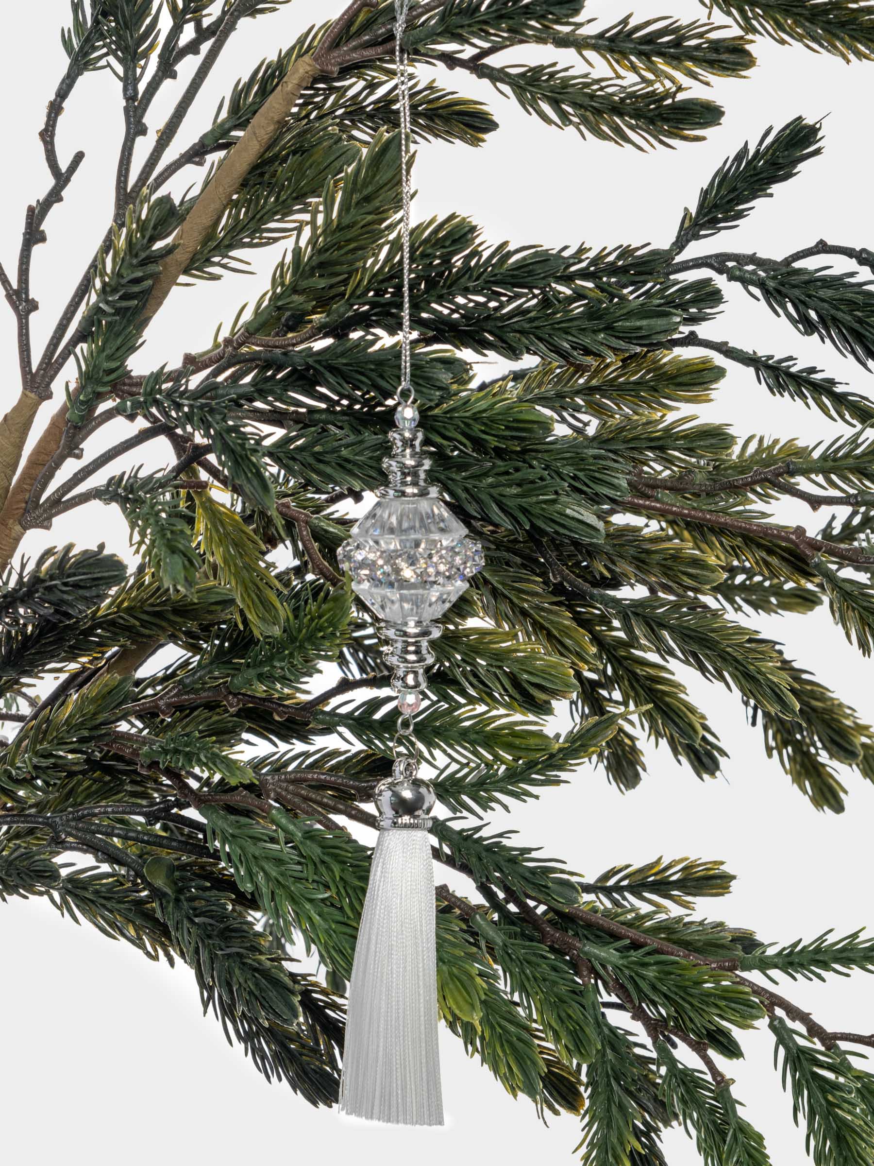 Игрушка елочная, 17 см, пластик/полиэстер, серебристая, Кристалл с кистью, Event