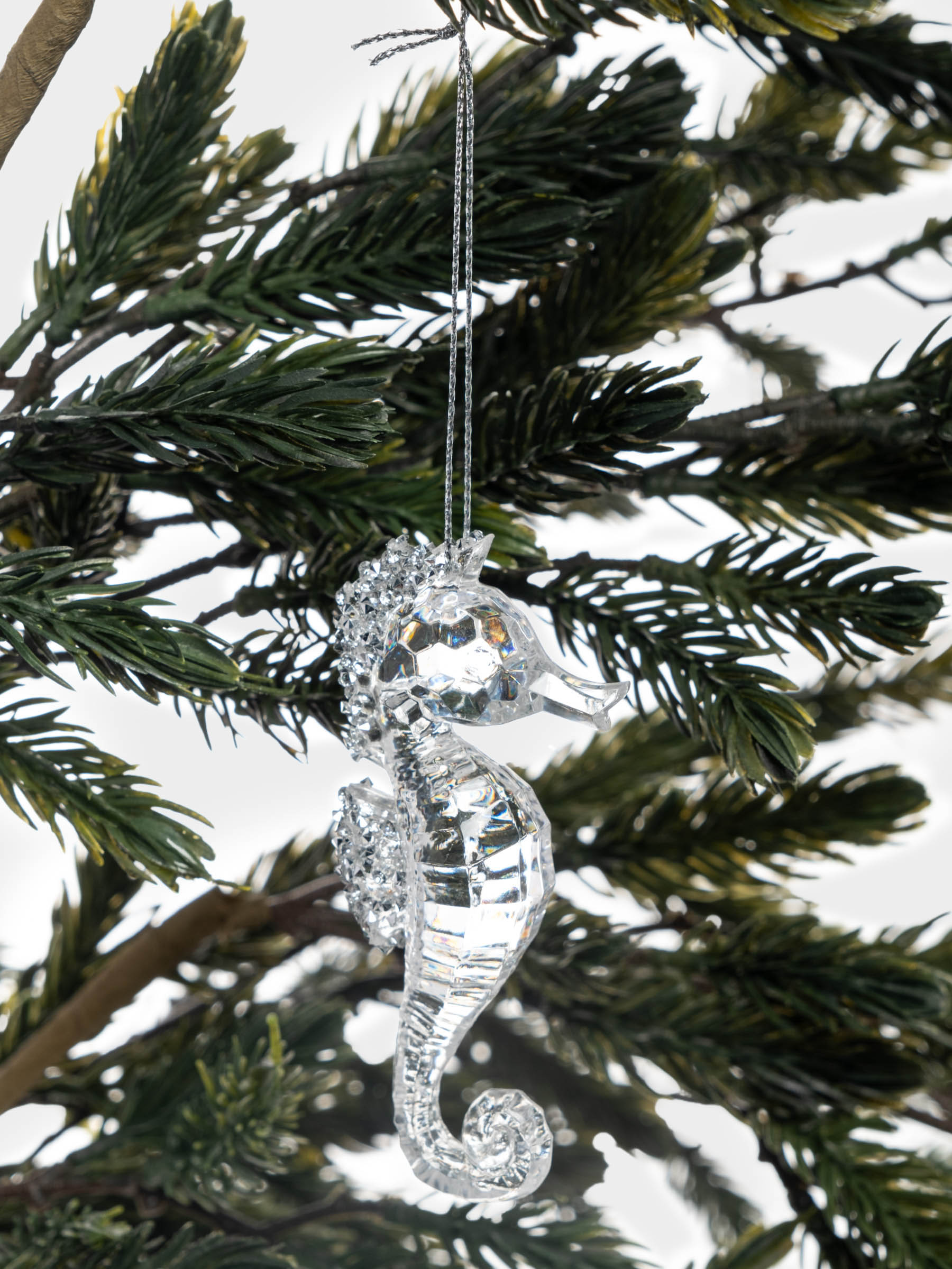 Игрушка елочная, 9 см, акрил, прозрачная, Морской конек, Event