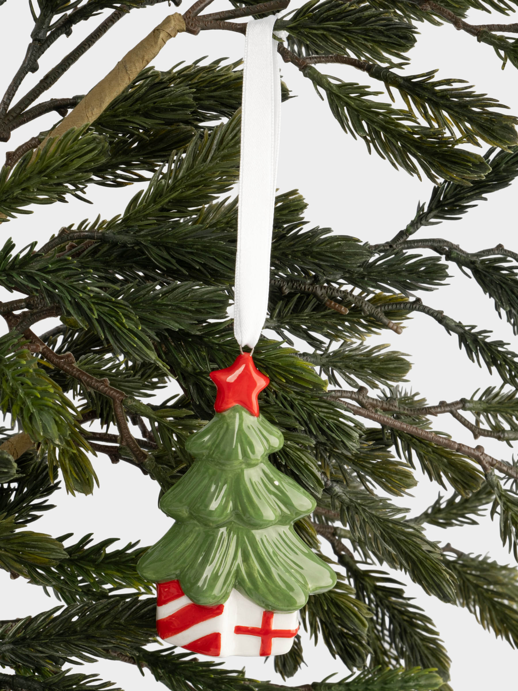 Игрушка елочная, 9 см, керамика, Елка с подарками, New year