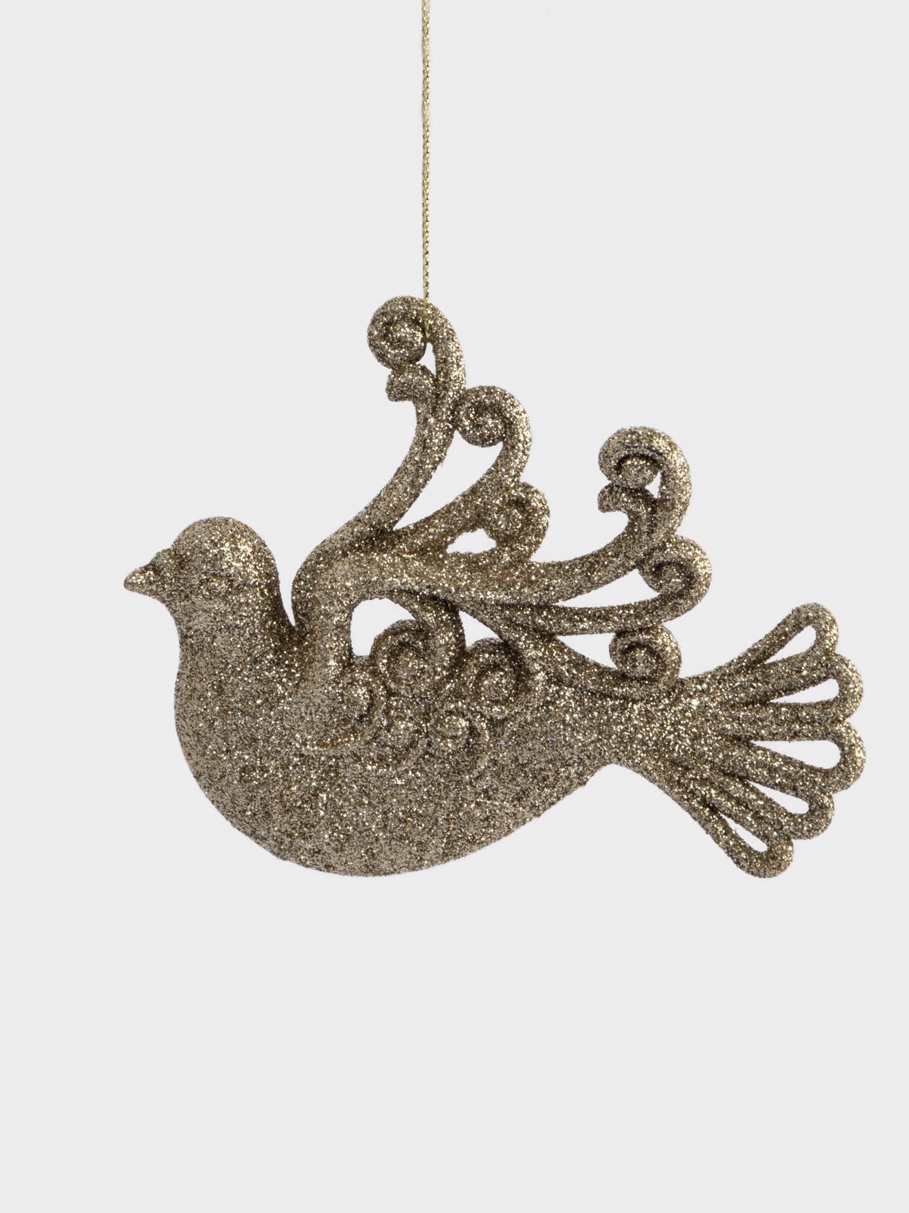 Игрушка елочная, 11х9 см, пластик, шампань, Голубка, New year