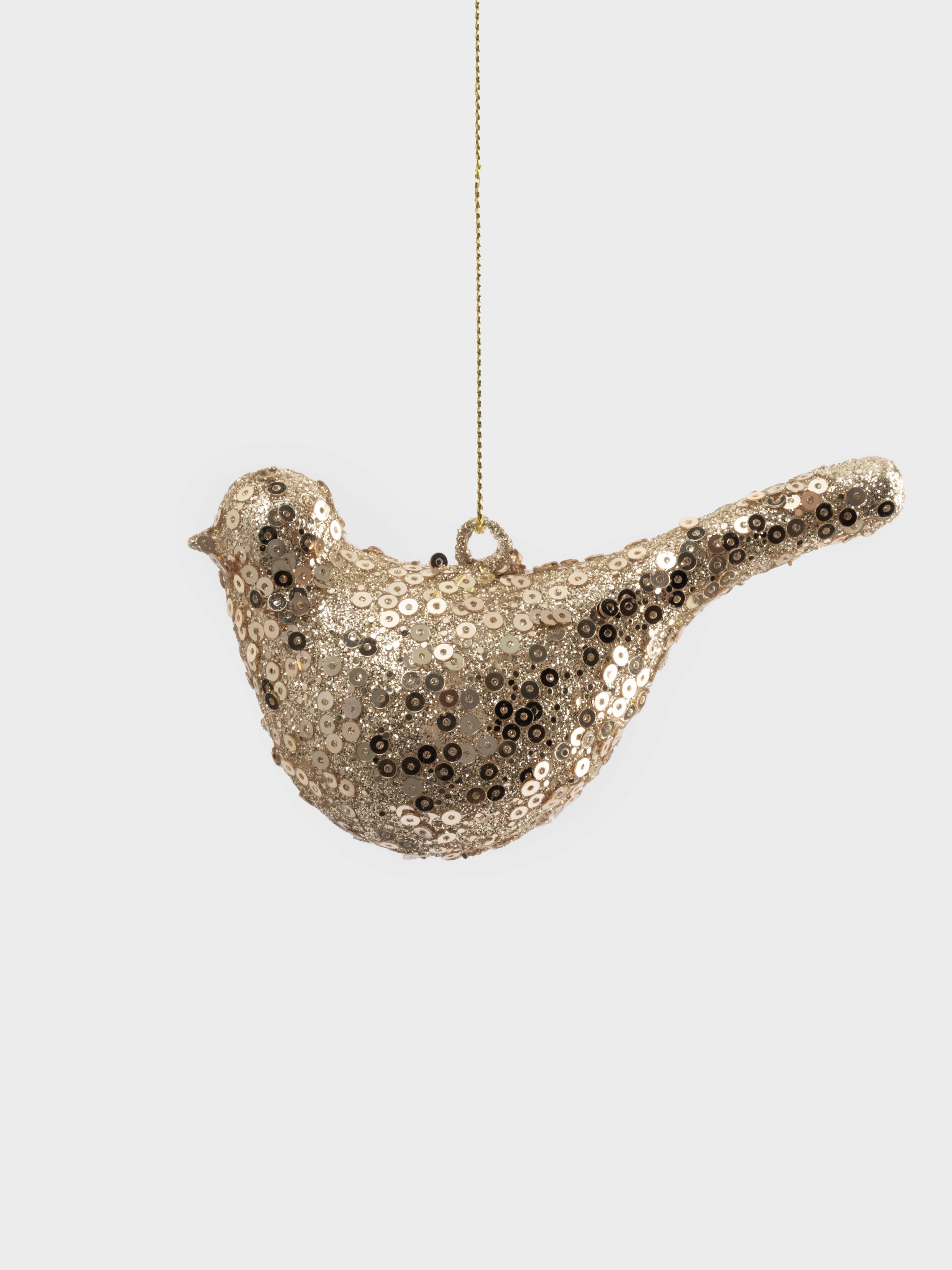 Игрушка елочная, 6х11 см, стекло, шампань, Птица, New year