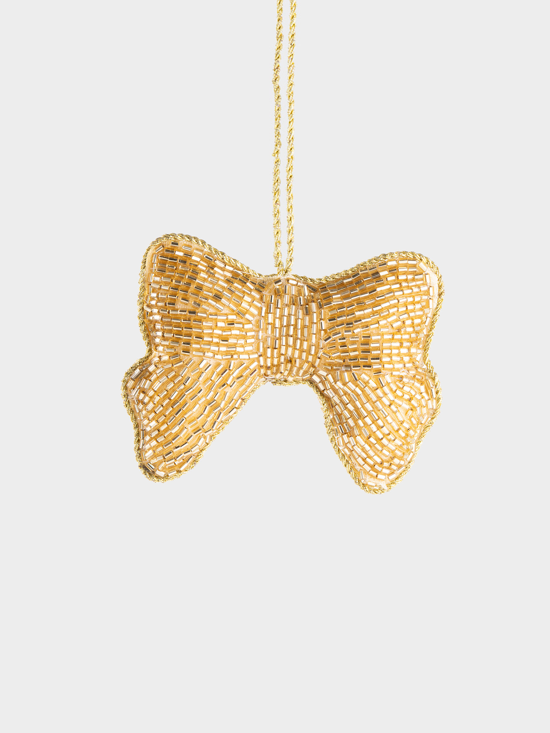 Игрушка елочная, 10 см, бисер/полифилл, золотистая, Бант, New year