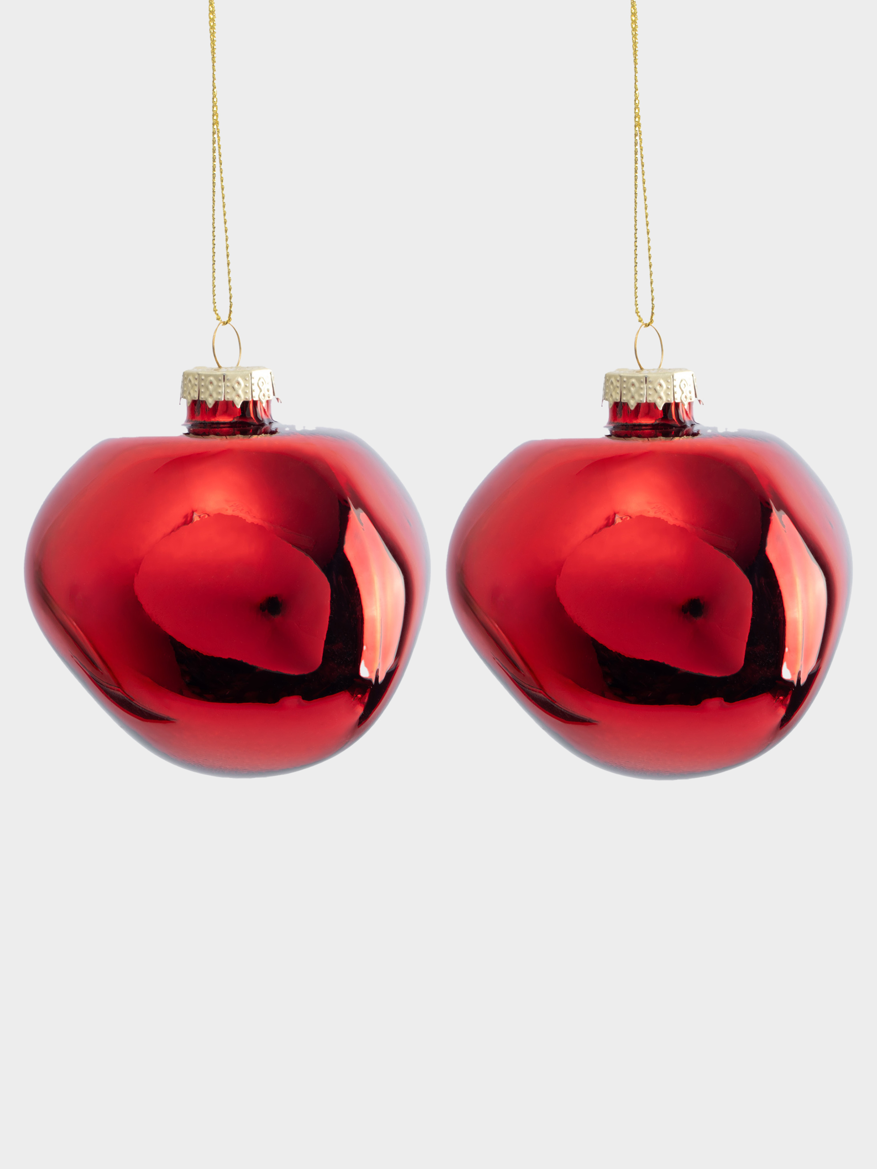 Игрушка елочная, 8 см, 2 шт, стекло, красная, Абстрактный шар, New year