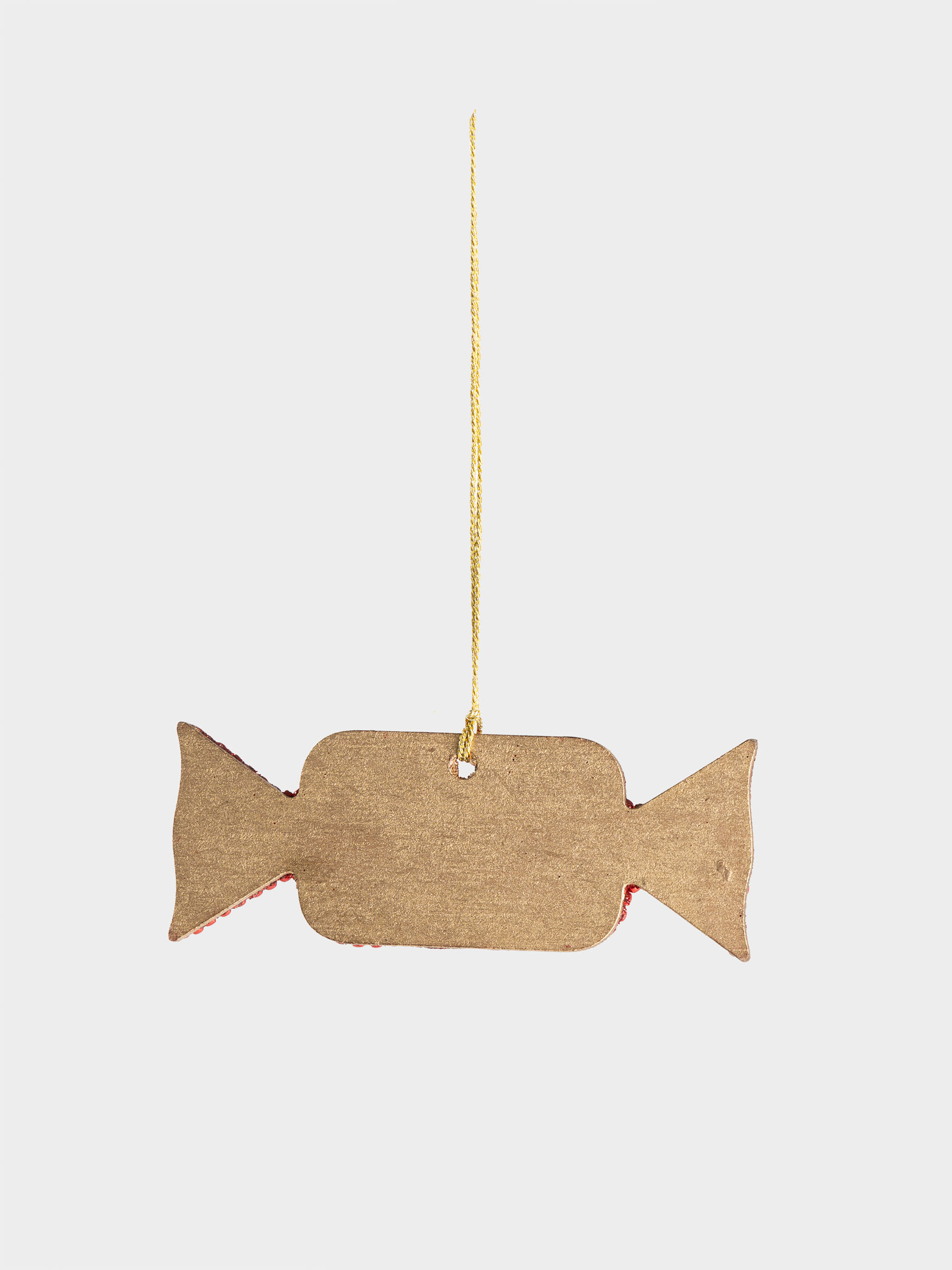 Игрушка елочная, 9 см, бисер/дерево, красно-белая, Конфета, New year