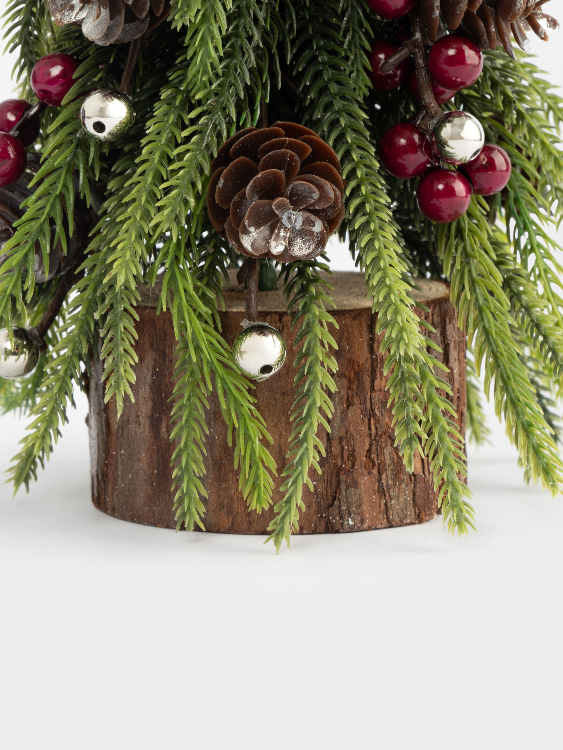 Ель искусственная, 29 см, полиэтилен/пенопласт, Шишки и ягоды, Interior natural