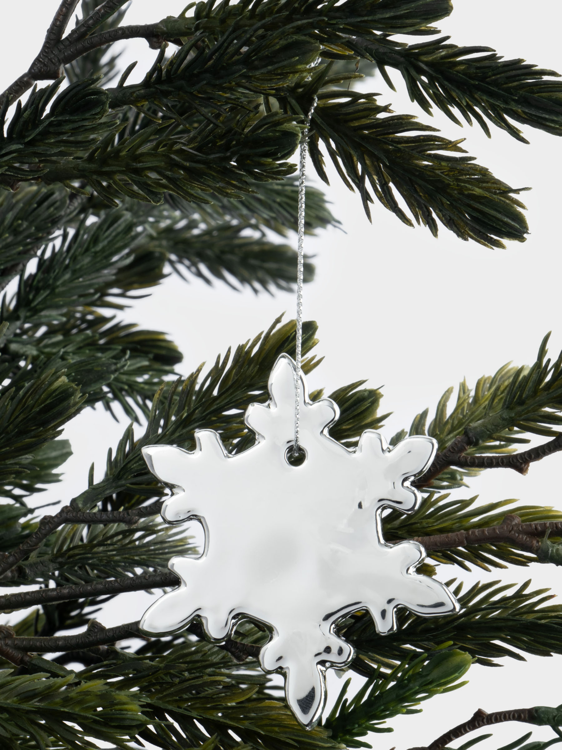 Игрушка елочная, 7 см, фарфор P, серебристая, Снежинка, New year