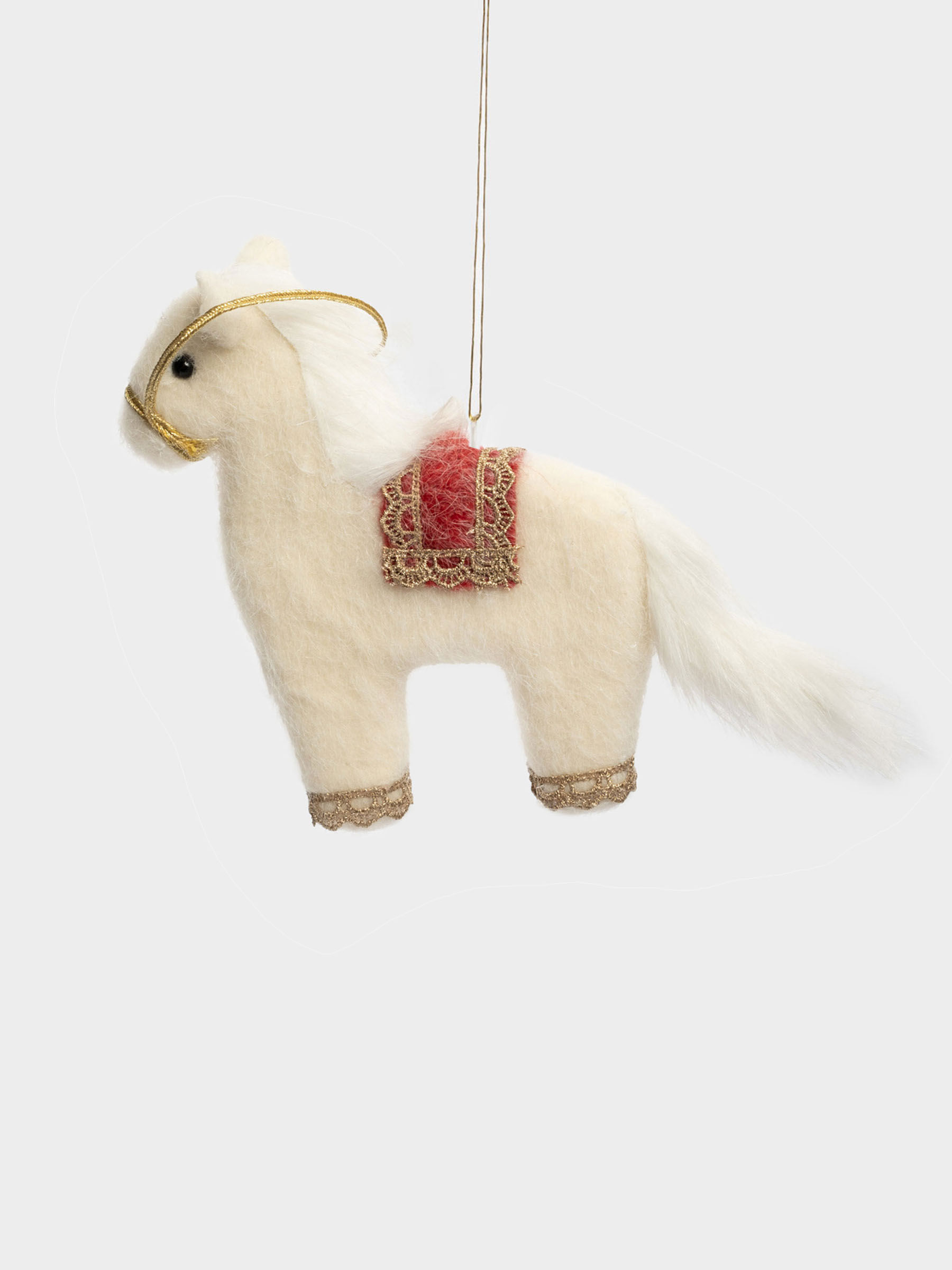 Игрушка елочная, 17 см, пенопласт/полиэстер, молочно-красная, Лошадка, New year