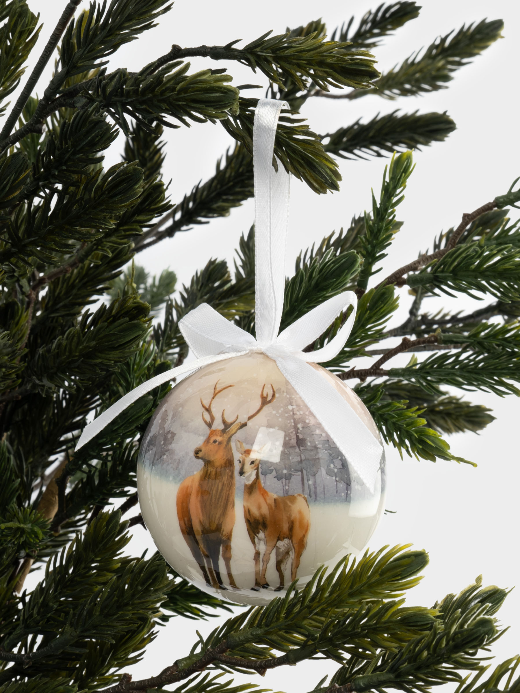 Игрушка елочная, 7 см, пенопласт, шар, Олени, New year