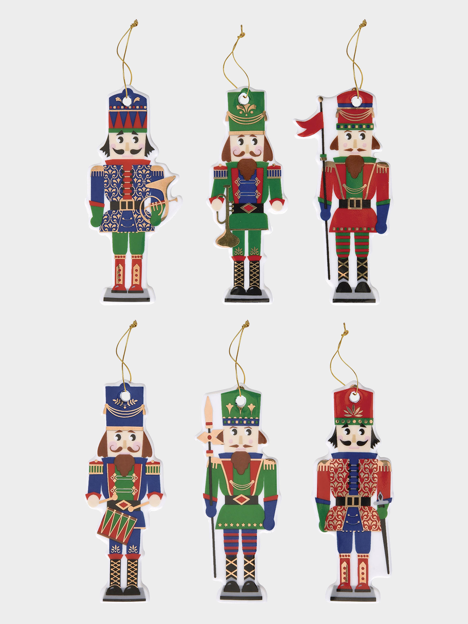 Набор ёлочных украшений, 6 пр, 9x4 см, фарфор, Щелкунчик