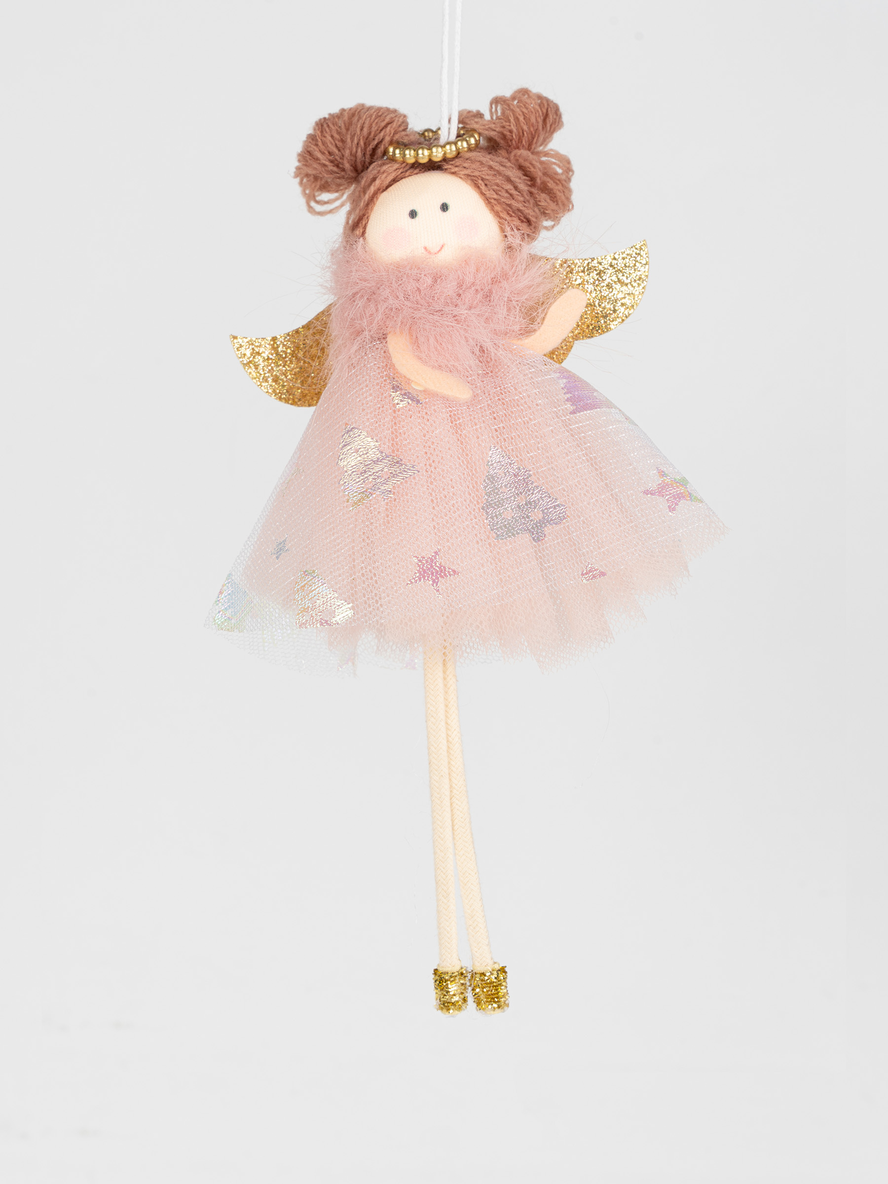 Игрушка елочная, 17 см, пенопласт/полиэстер, золотистая, Ангел, New year