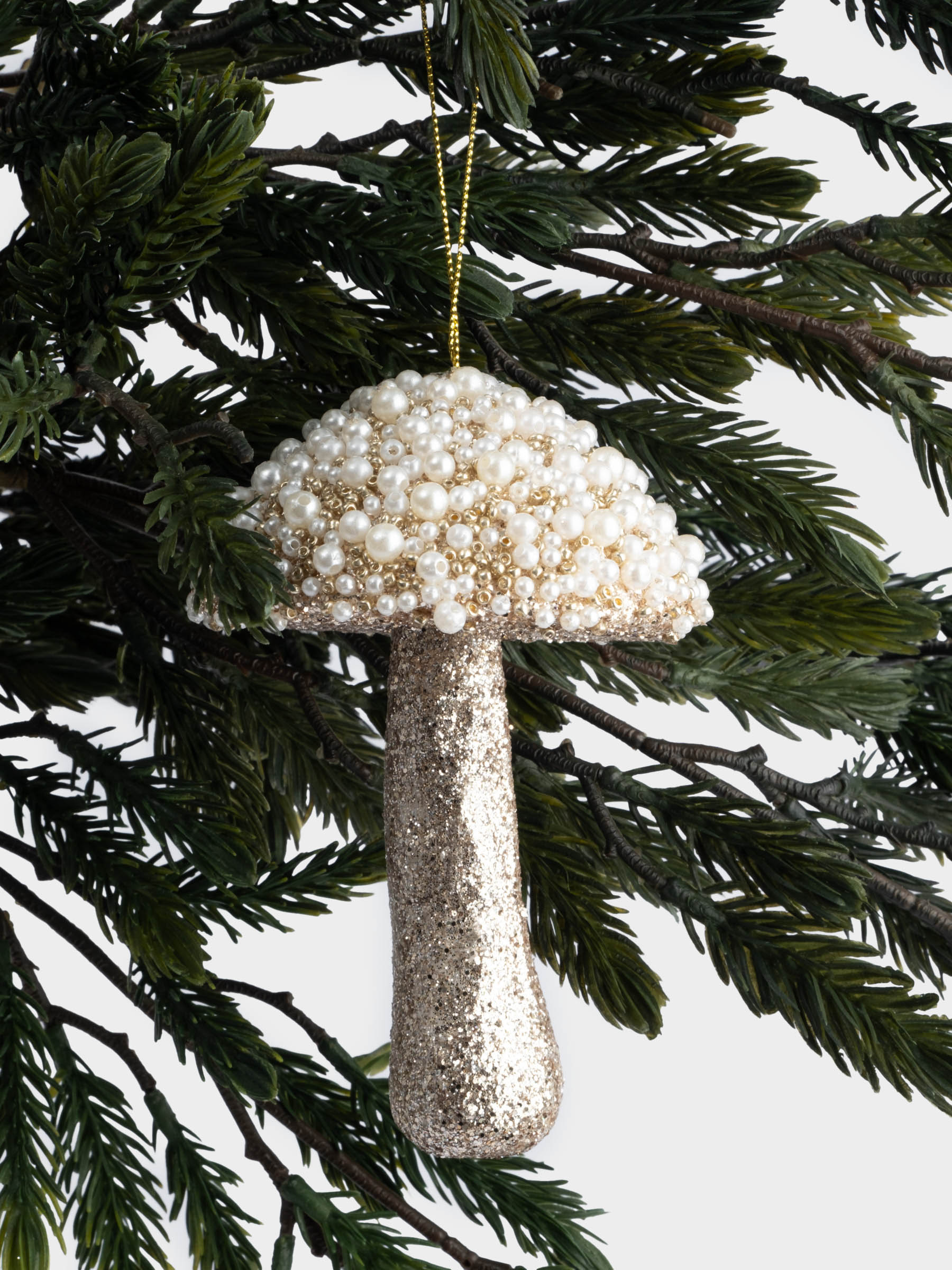 Игрушка елочная, 13 см, пластик, шампань, Гриб, New year