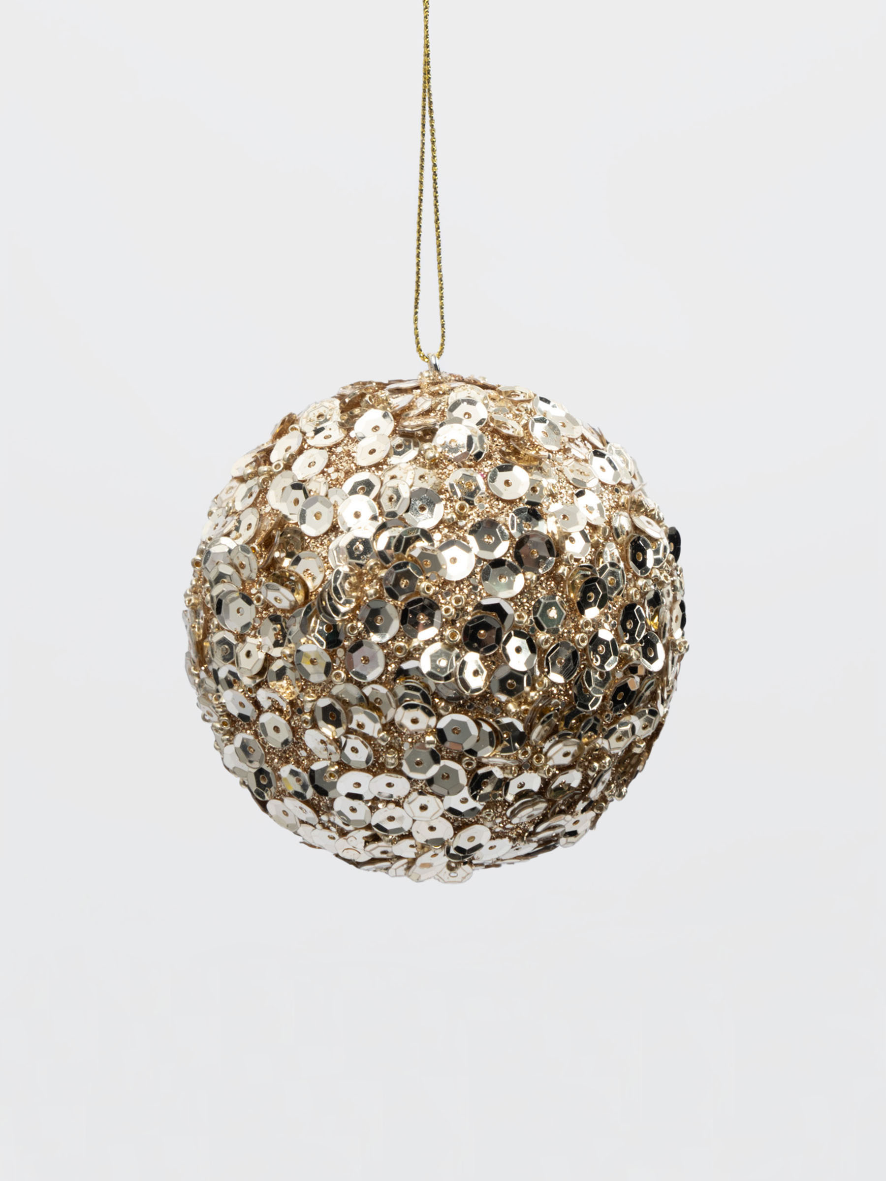 Игрушка елочная, 8 см, пластик, шампань, Шар с пайетками, New year